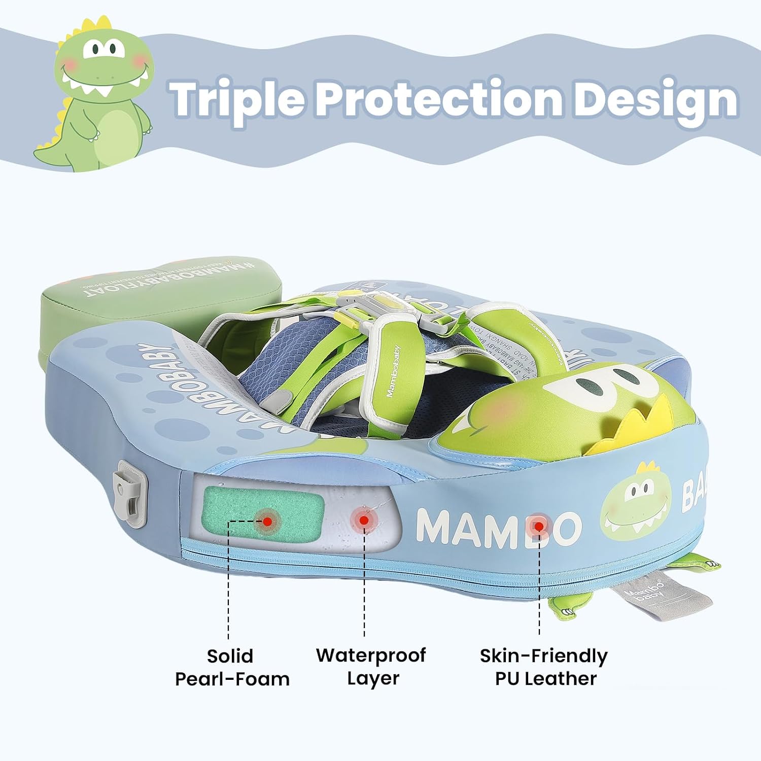 Mambobaby Float Deluxe Baby Pool Float: Safe & Comfortable Swim Trainer for Infants & Toddlers, Non-Inflatable Design, UV Protection Canopy, Fun Water Experience for Ages 3-24 Months