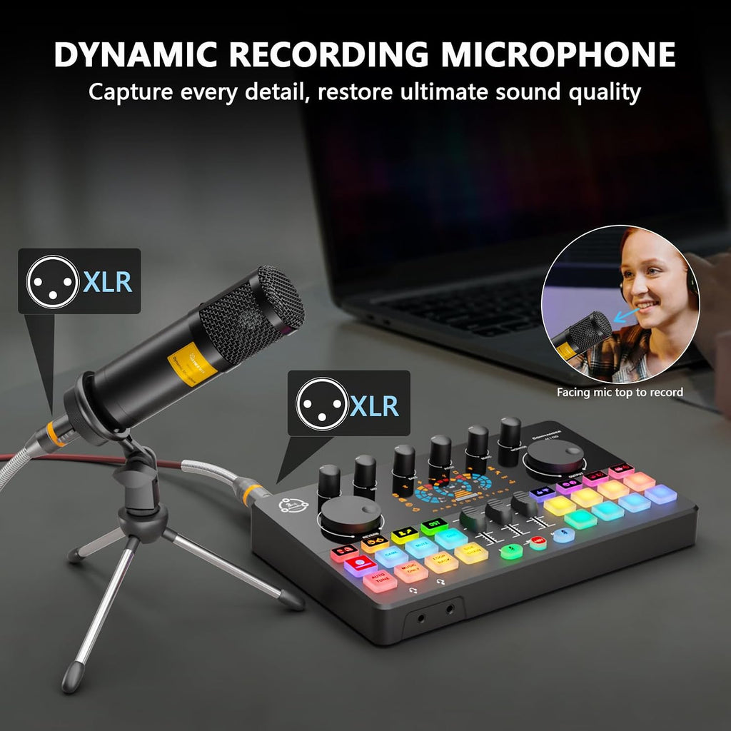 Podcast Equipment Bundle, Audio Interface with XLR Dynamic Microphone for Studio Recording Vocals, Podcasting, Streaming, Gaming, COMMANDER M100 3rd