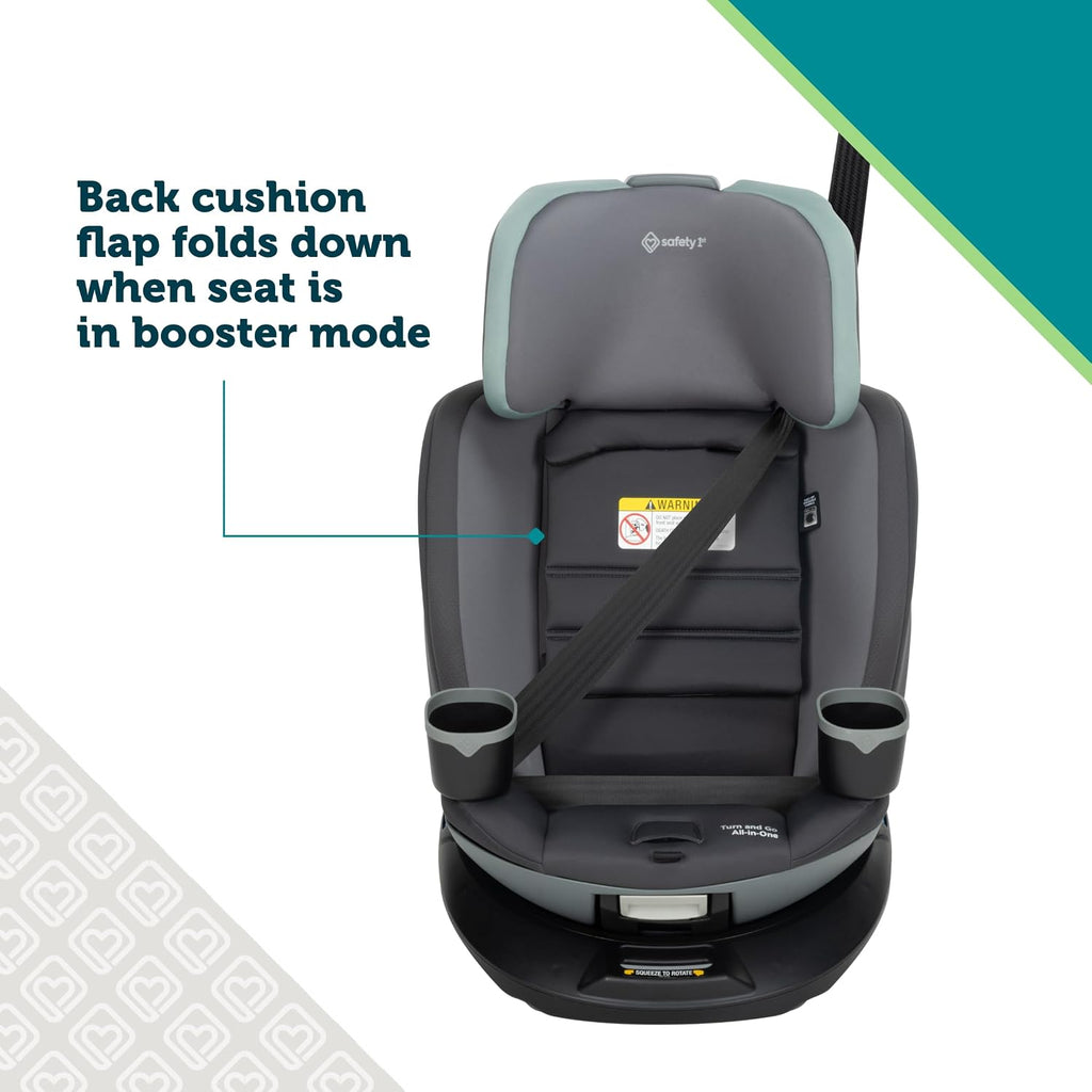 Safety 1st Turn and Go 360 ST Rotating All-in-One Convertible Car Seat, SafetySwivel Technology, SecureTech Installation, 3-in-1 Rear-Facing, Forward-Facing, Booster, 5-100 lbs, Siberian Caviar
