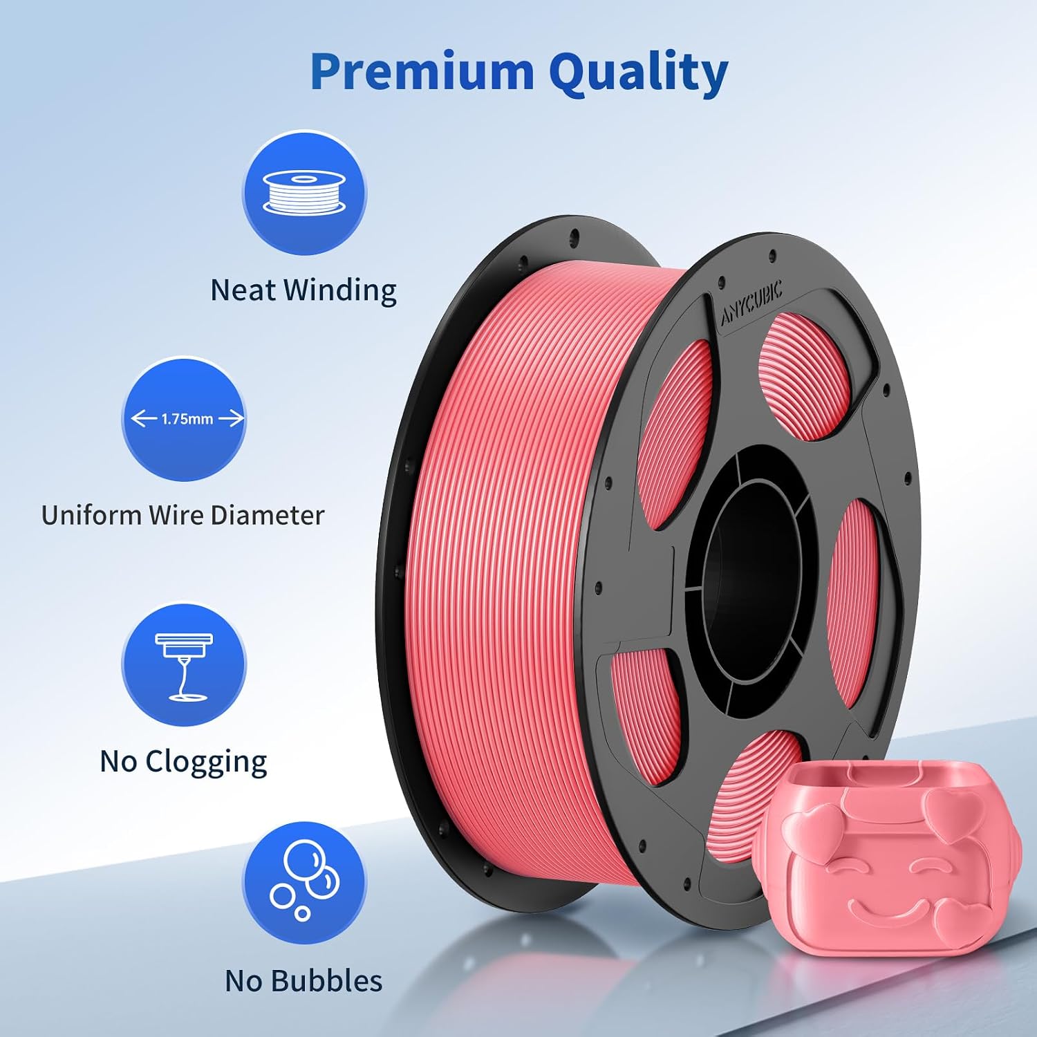 ANYCUBIC PLA Filament 1.75mm Bundle, 3D Printer Filament 1.75mm Dimensional, Black, White, Clear, Red, Blue, Pink, Tropical Turquoise, Peach Pink, Interstellar Violet, Spring Leaf, 10KG in Total