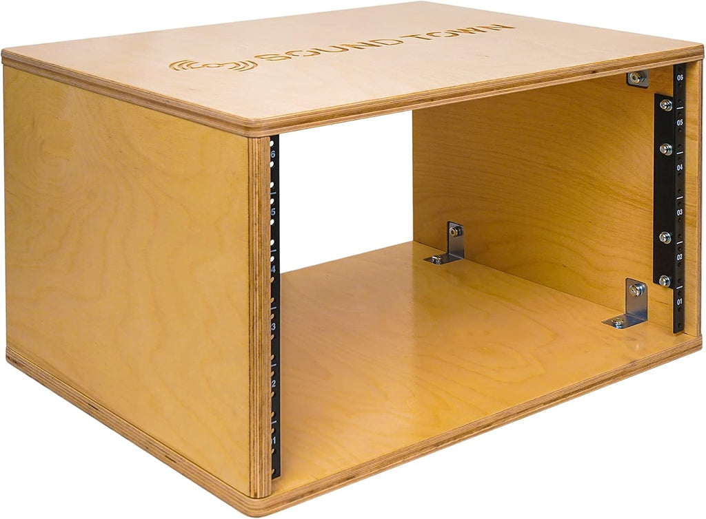 Sound Town DIY 6U Studio Rack with Solid Baltic Birch Plywood, Golden Oak, Assembly Required (SDRK-Y6)