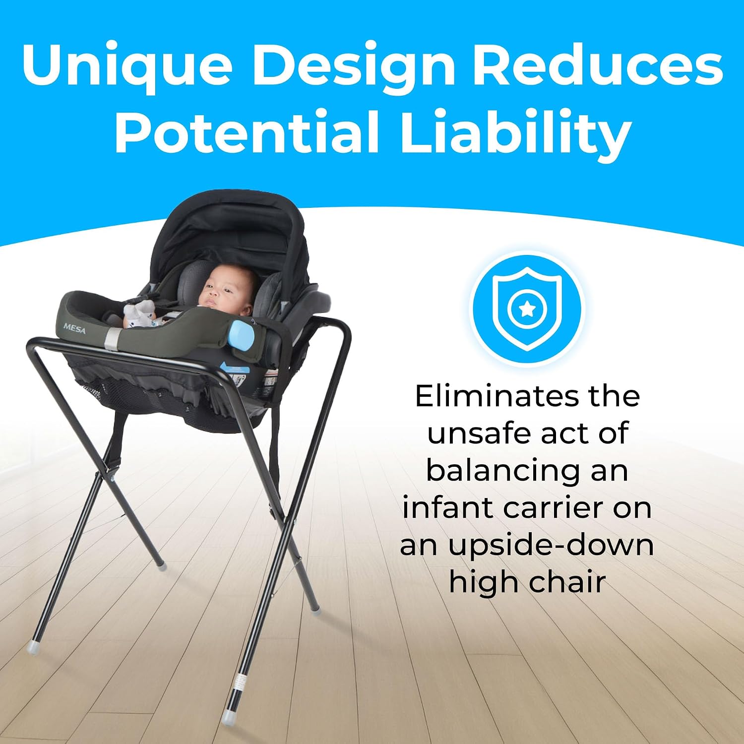 Koala Kare Infant Seat Kradle – Secure, Table-Height Infant Carrier Holder with Tubular Steel Legs, Foldable & Compact Design, Machine-Washable Mesh (Model KB115-02)