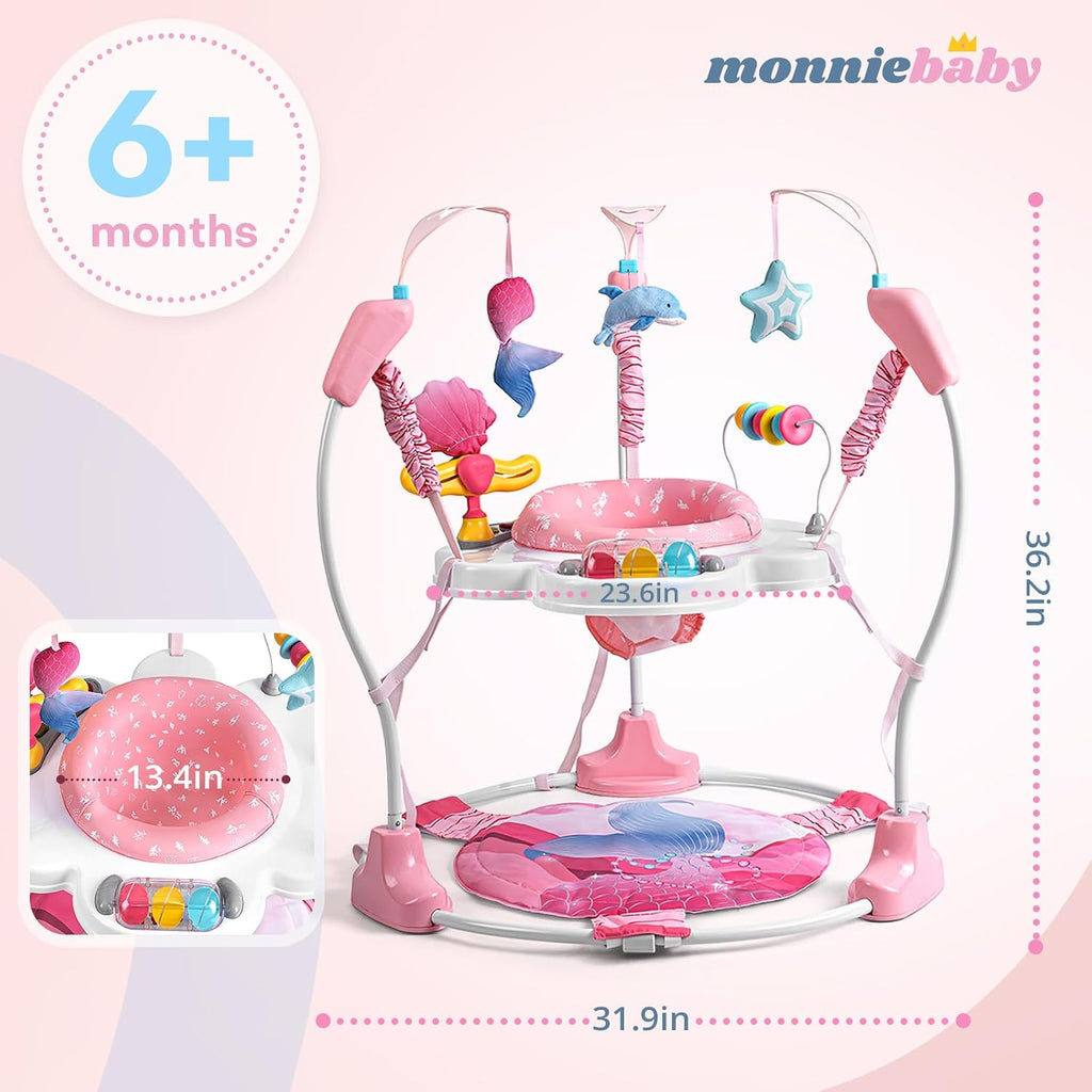 Baby Activity Center, Baby Jumper Activity Center with Music, Interactive Toys, 360° Rotating Seat, 3 Adjustable Heights, Infant Activity Jumper for 6+ Months (Mermaid)