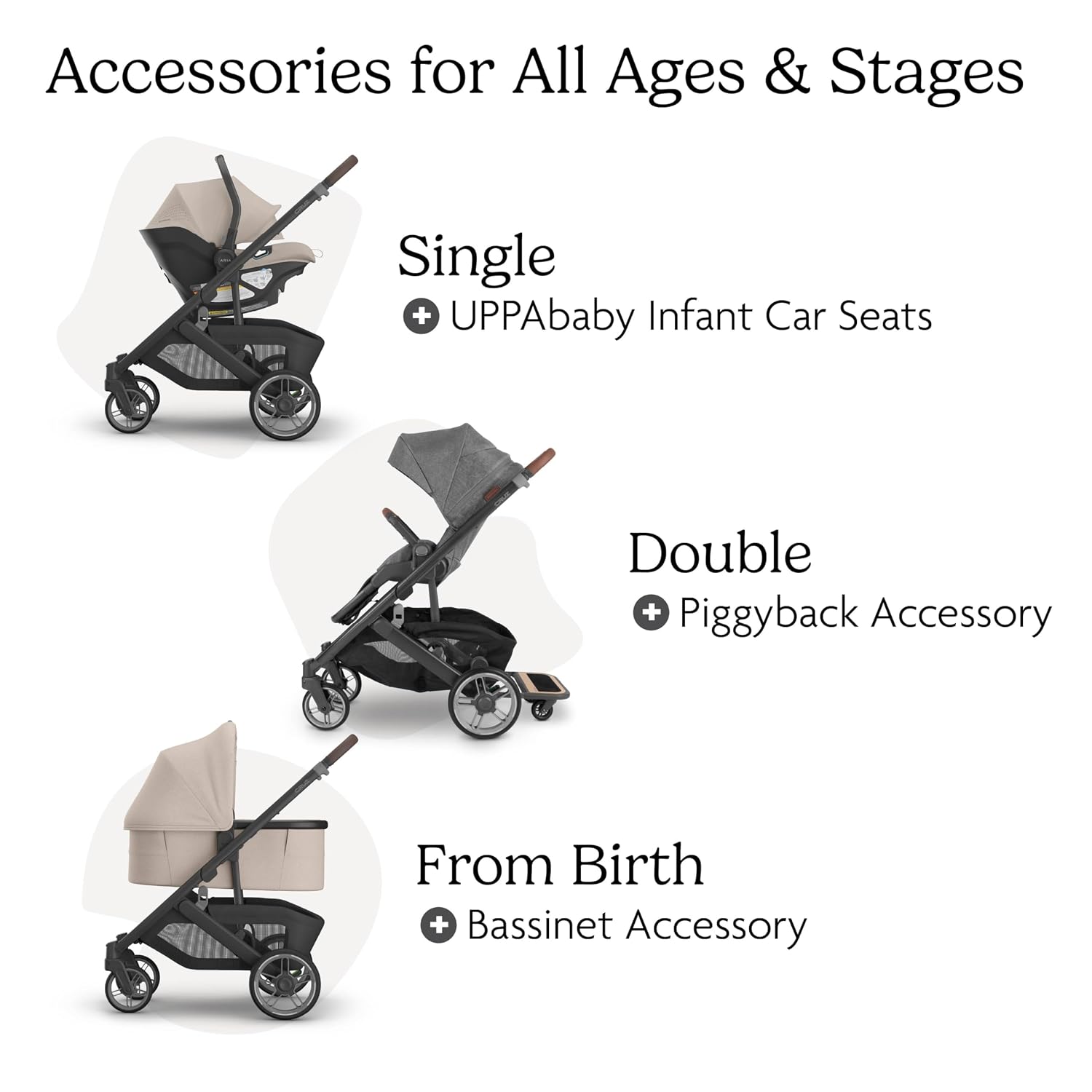 UPPAbaby Cruz V3 Stroller - from Birth + Car Seat Compatible - Full-Size, Reversible Seat - Infant Insert, Bug and Rain Shields Included - Ada - (Sandstone Mélange/Carbon Frame/Chestnut Leather)