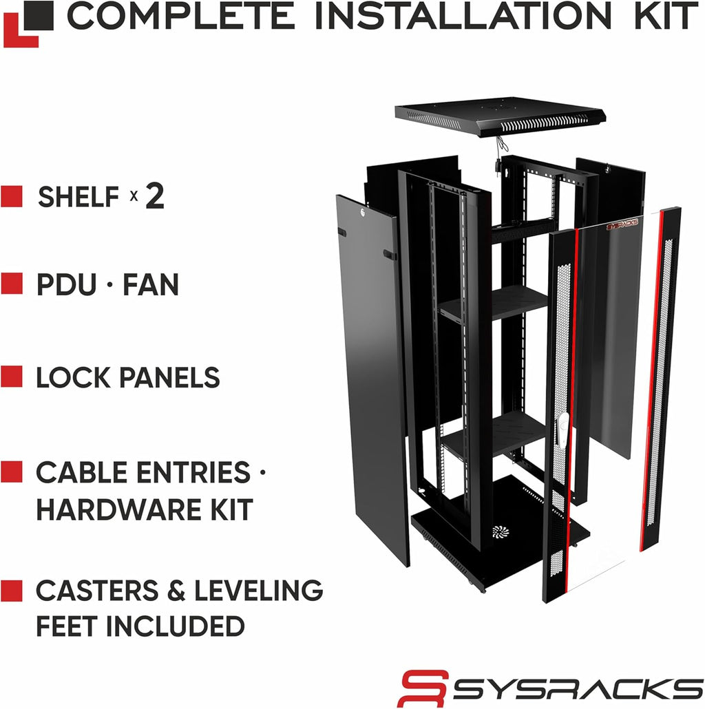 18U Wall Mount Home Lab Server Rack – 19' Locking Network Cabinet, 18' Deep Router & AV Rack with Fan, PDU and Shelf for NAS, Switches and Home Network Equipment