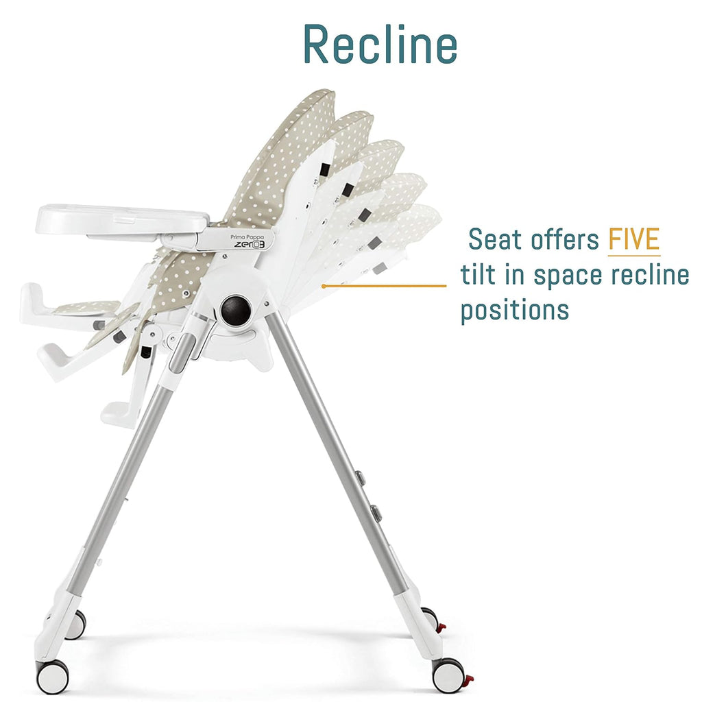 Peg Perego Prima Pappa Zero 3 - High Chair - for Children Newborn to 3 Years of Age - Made in Italy - Mon Amour (Rose Gold & White)