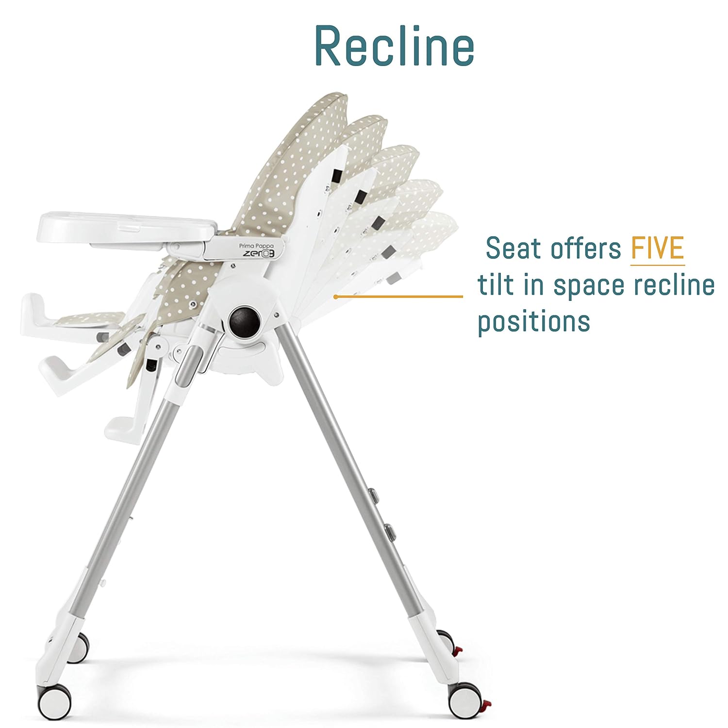 Peg Perego Prima Pappa Zero 3 - High Chair - for Children Newborn to 3 Years of Age - Made in Italy - Mon Amour (Rose Gold & White)