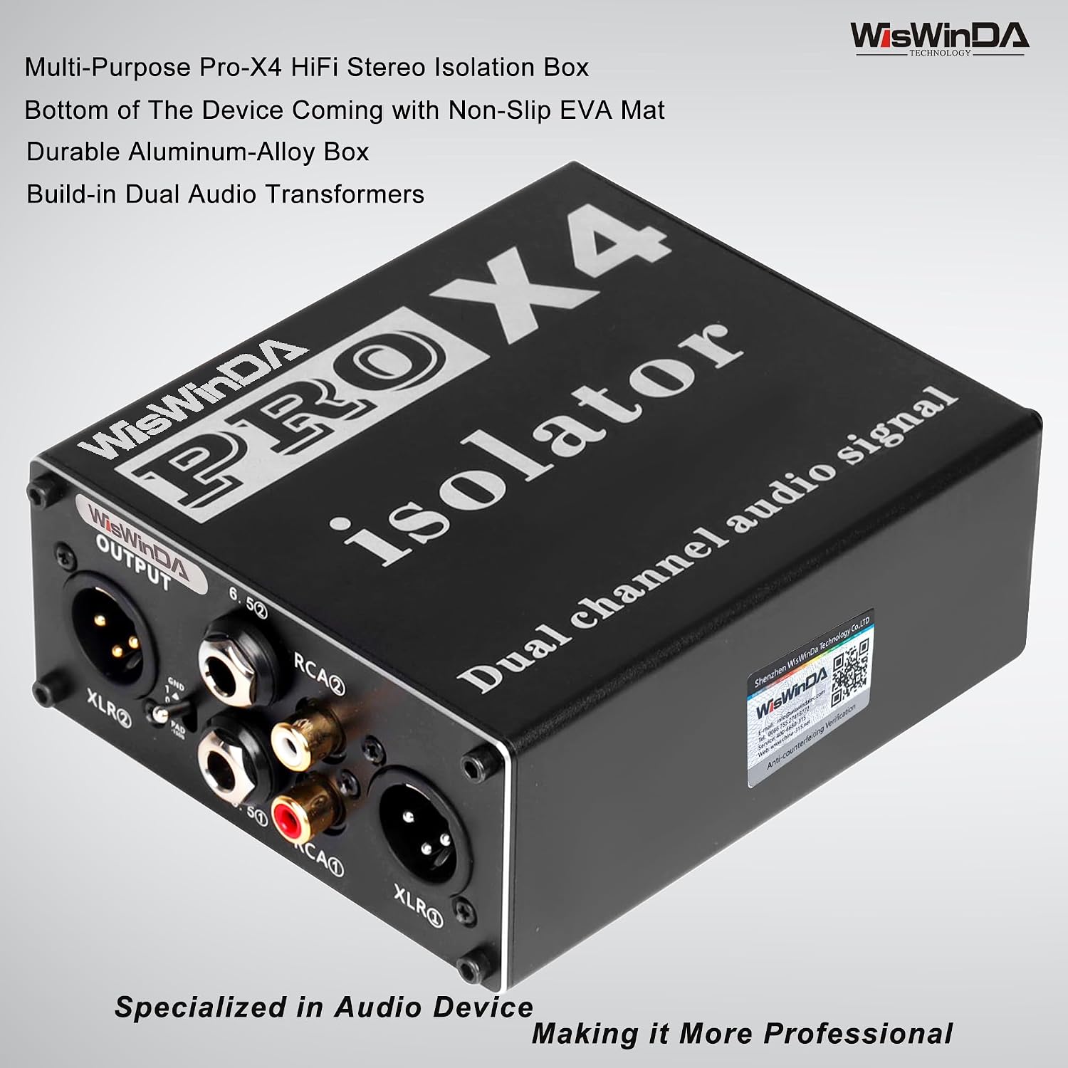 Pro X4 Multi-Purpose 2Channels XLR/RCA/AUX/TS/TRS Passive Hum Eliminator Box for Audio Equipments Ground Loop Isolator Noise Filter for Different Audio Systems Using