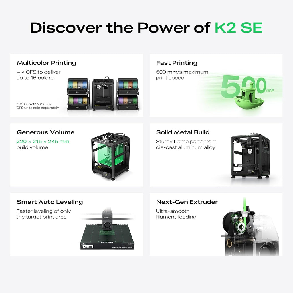 Creality K2 SE 3D Printer, Support Multicolor Printing Needs CFS Bundle with Creality Space Pi X4 Filament Dryer Box