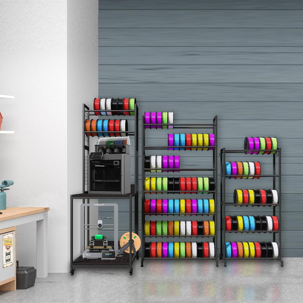 3D Printer Stand with Double Layer 3D Printer Filament Storage Rack, TR22 Heavy Duty Mobile Printer Table with Wheels for Studio Office Storage and Organization