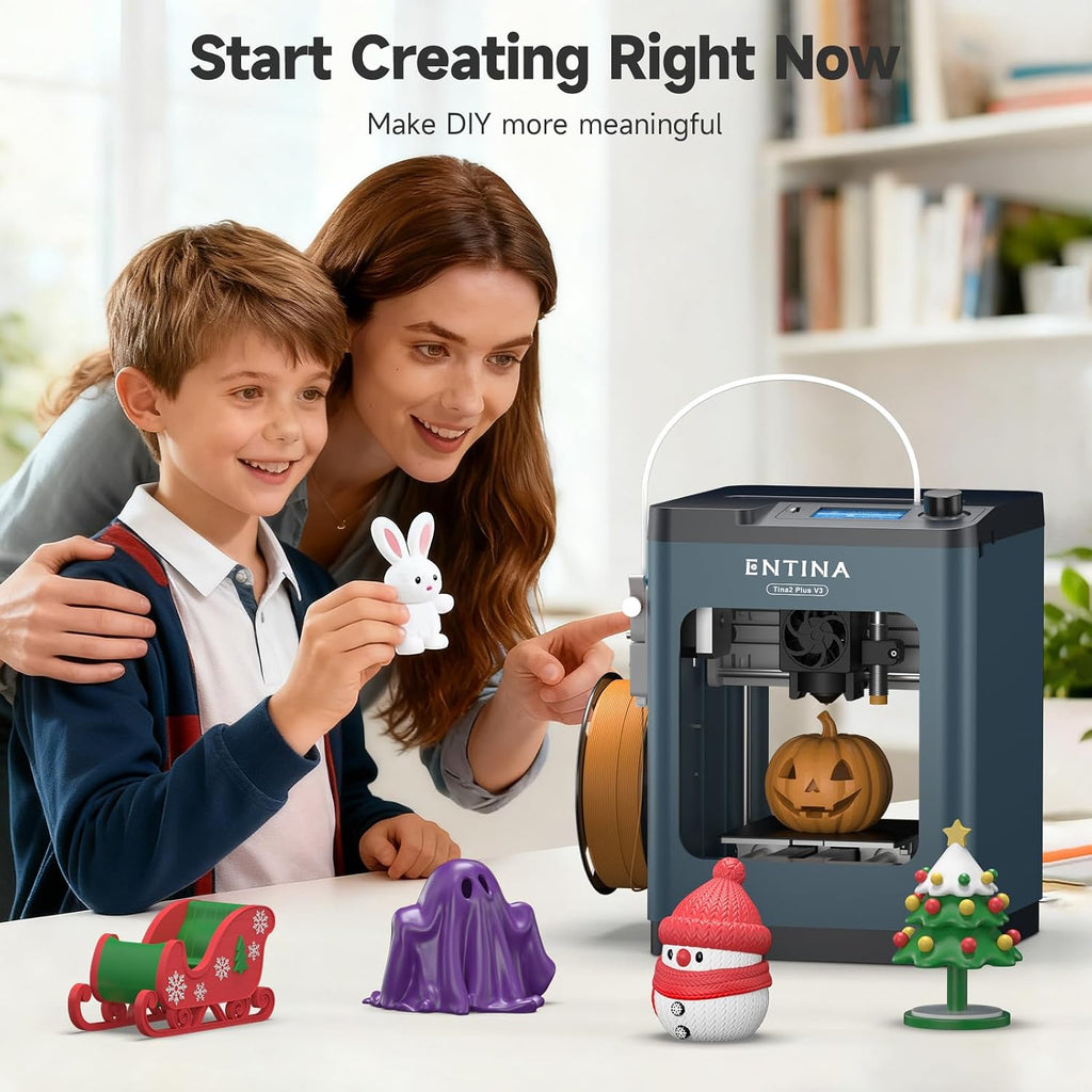 Entina TINA2Plus V3 3D Printers, 250mm/s High Speed Auto Leveling FDM Mini 3D Printer with Spring Steel Platform, Fully Assembled 3D Printer for Kids and Beginners with WiFi High Precision 3D Printing