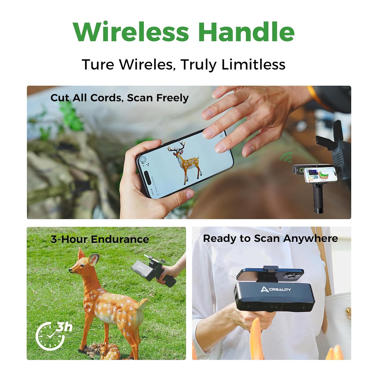 Creality 3D Scanner Otter Lite, Handheld Wireless Scanner with 0.05mm Accuracy, Anti-Shake Tracking, Up to 30FPS Scanning Speed