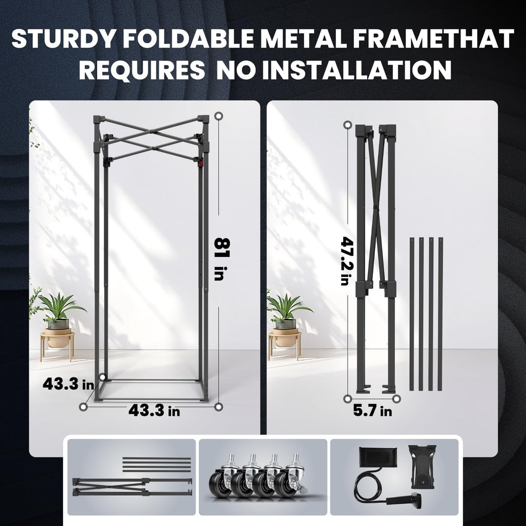 Portable Recording Booth Sound Booth for Recording Echo-Free Vocals Complete Home Recording Studio Foldable Vocal Booth with Travel Bag for Voiceovers, Podcasts & Music (XL Booth)