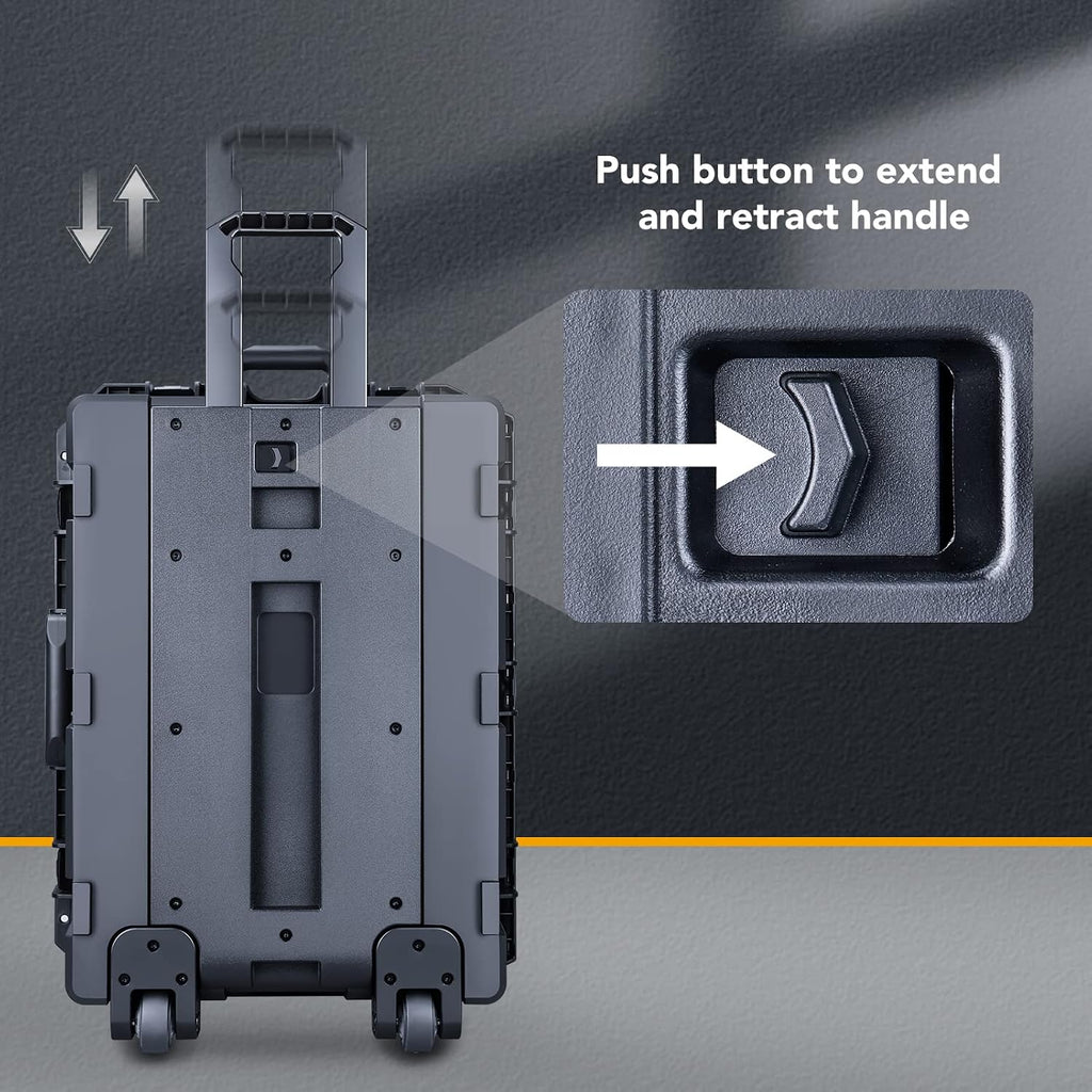Lykus HC-6540 Large Waterproof Hard Case with Wheels and Customizable Foam, Interior Size 25.6x18.9x15 inch, Suitable for large electronic equipment and more