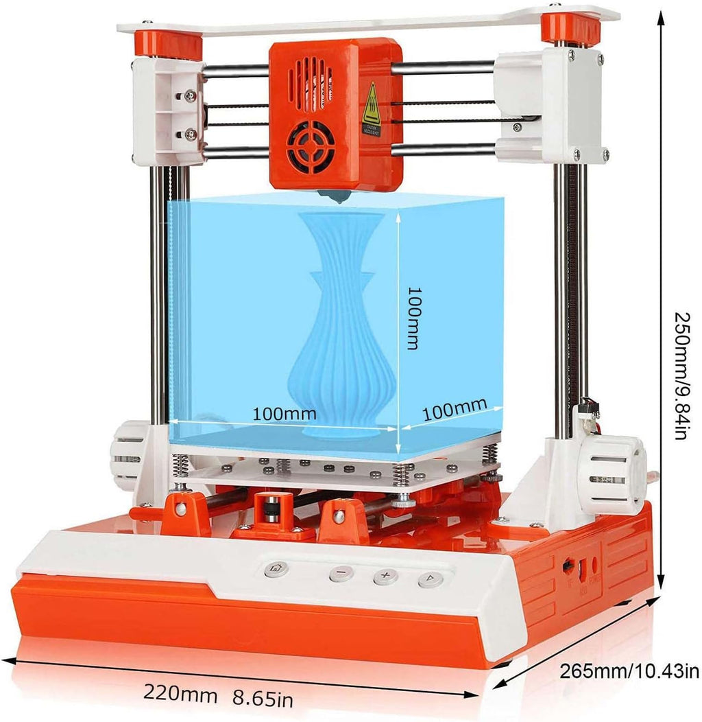 3D Printer for Kids & Beginners - Orange & White Compact Printer, 100x100x100mm Build Volume, Plug & Play with Ultra Quiet, Ideal Home & Education Use