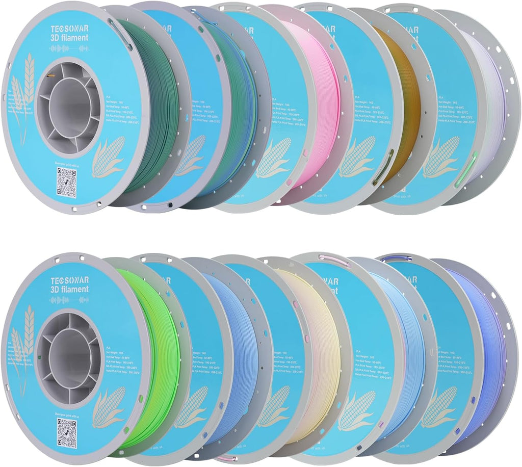 Matte Rainbow PLA 3D Printer Filament, 10Rolls,1KG Spool(2.2lbs) 1.75mm, Multicolor Gradient Filament Bulk for Most FDM 3D Printers,10 Different Matte Rainbow Colors