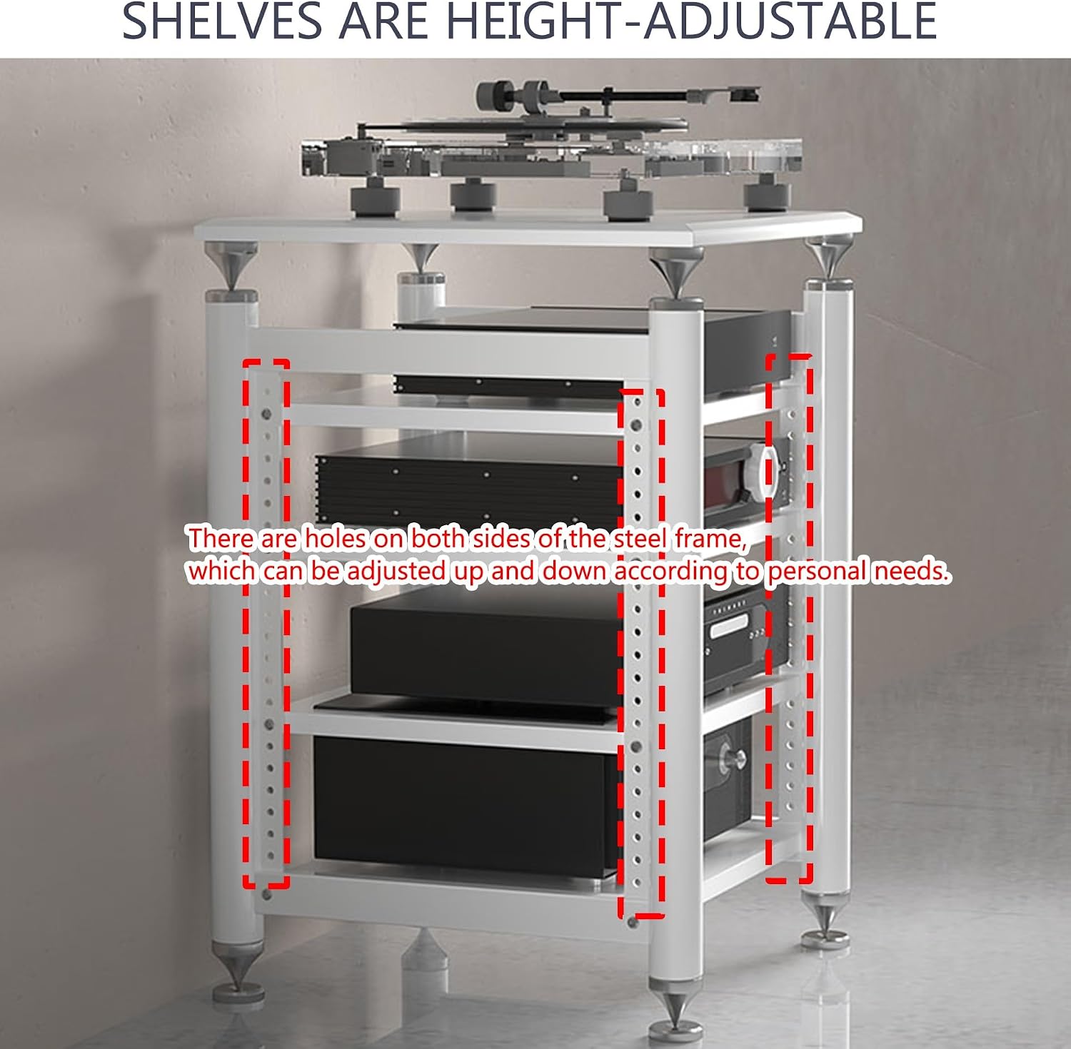 Audio Rack Stereo Cabinet,AV Media Stand,Stereo Racks and Stands,Dvd Stand Storage Tower,Corner Shelf TV Stand,Audio-video Shelving,Entertainment Stand,for Home Theater(Black,62x57x100cm)
