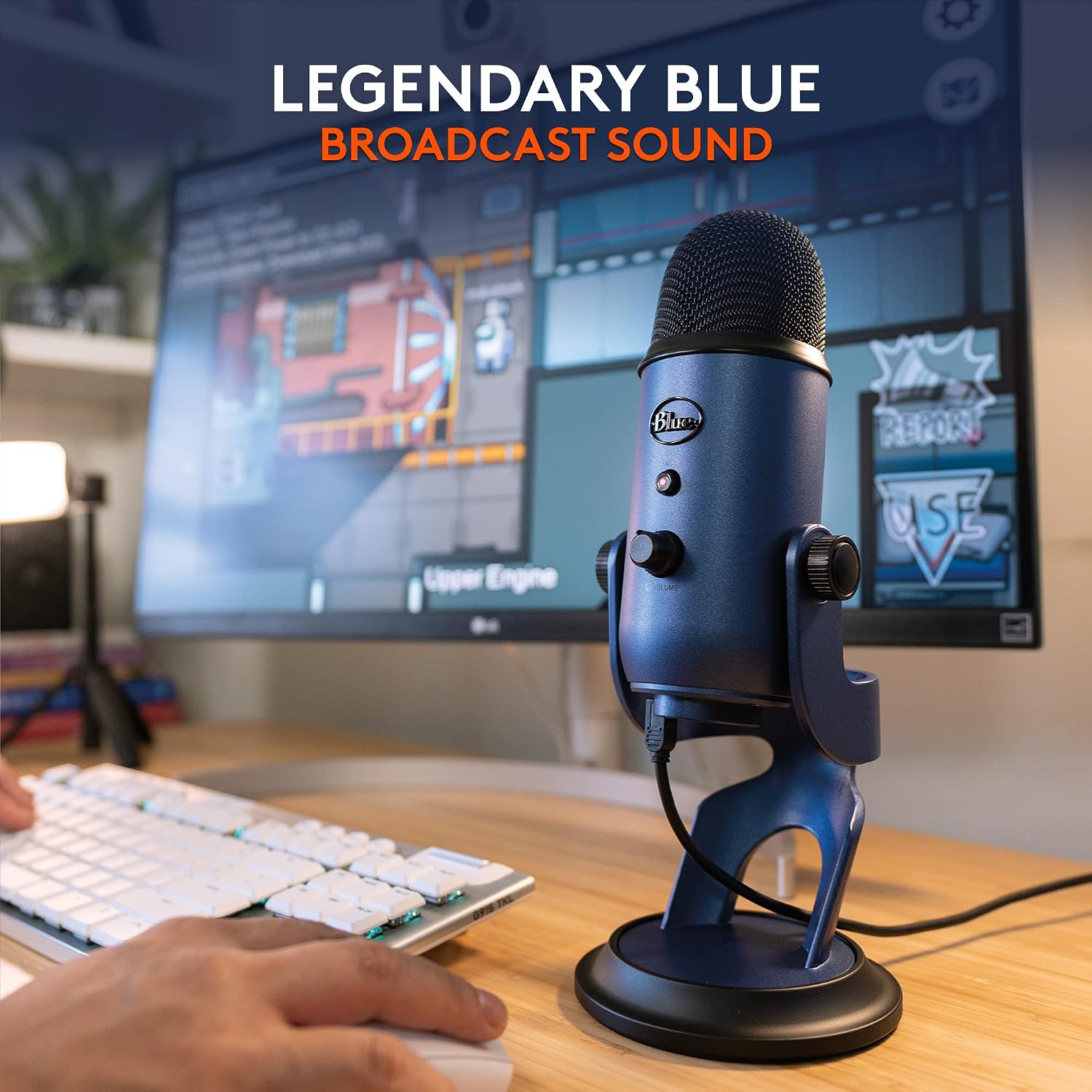 Logitech Creators Blue Yeti USB Microphone for PC, Mac, Gaming, Streaming, Podcasting, Studio and Computer Condenser Mic with Blue VO!CE Effects, 4 Pickup Patterns, Plug and Play - Midnight Blue