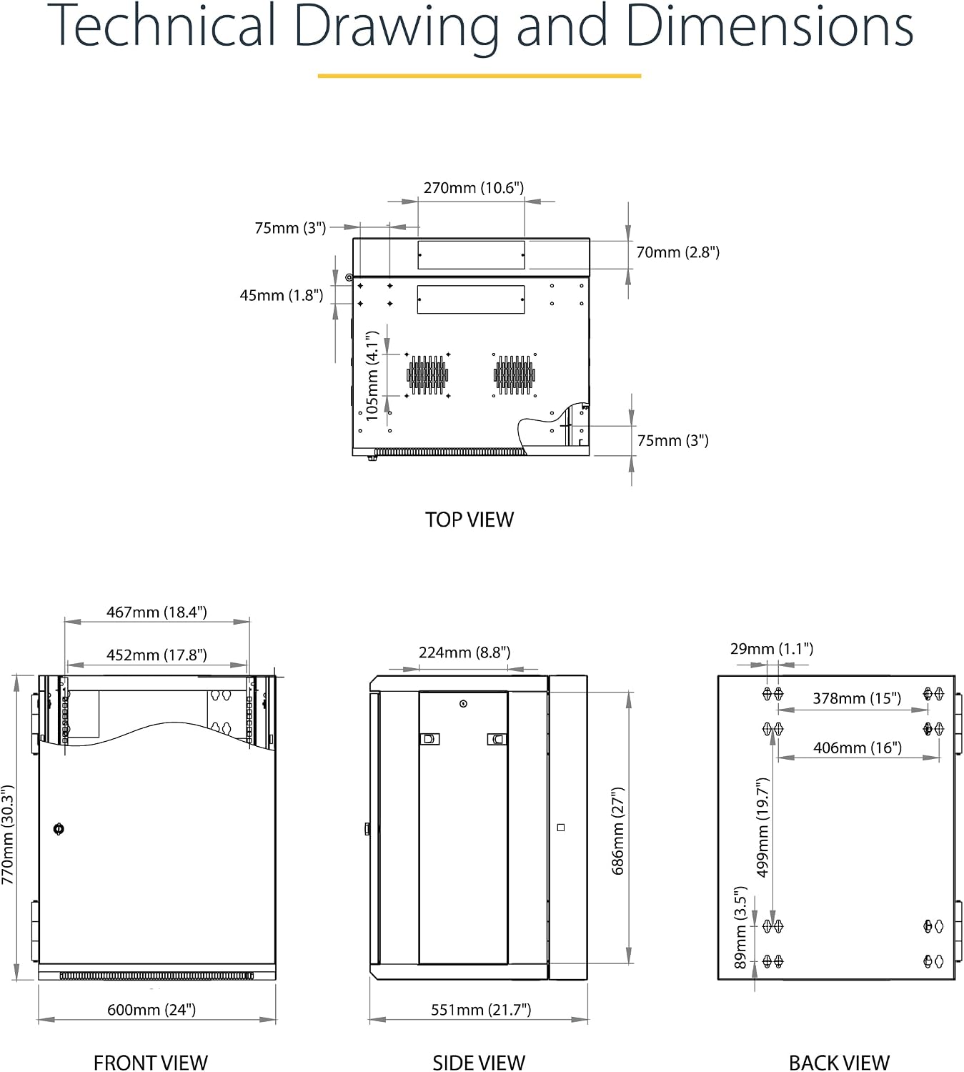 StarTech 4-Post 15U Wall Mount Network Cabinet w/ 1U Shelf, 19' Wall-Mounted Server Rack Kit for IT / Data Computer Equipment, Ships Fully Assembled