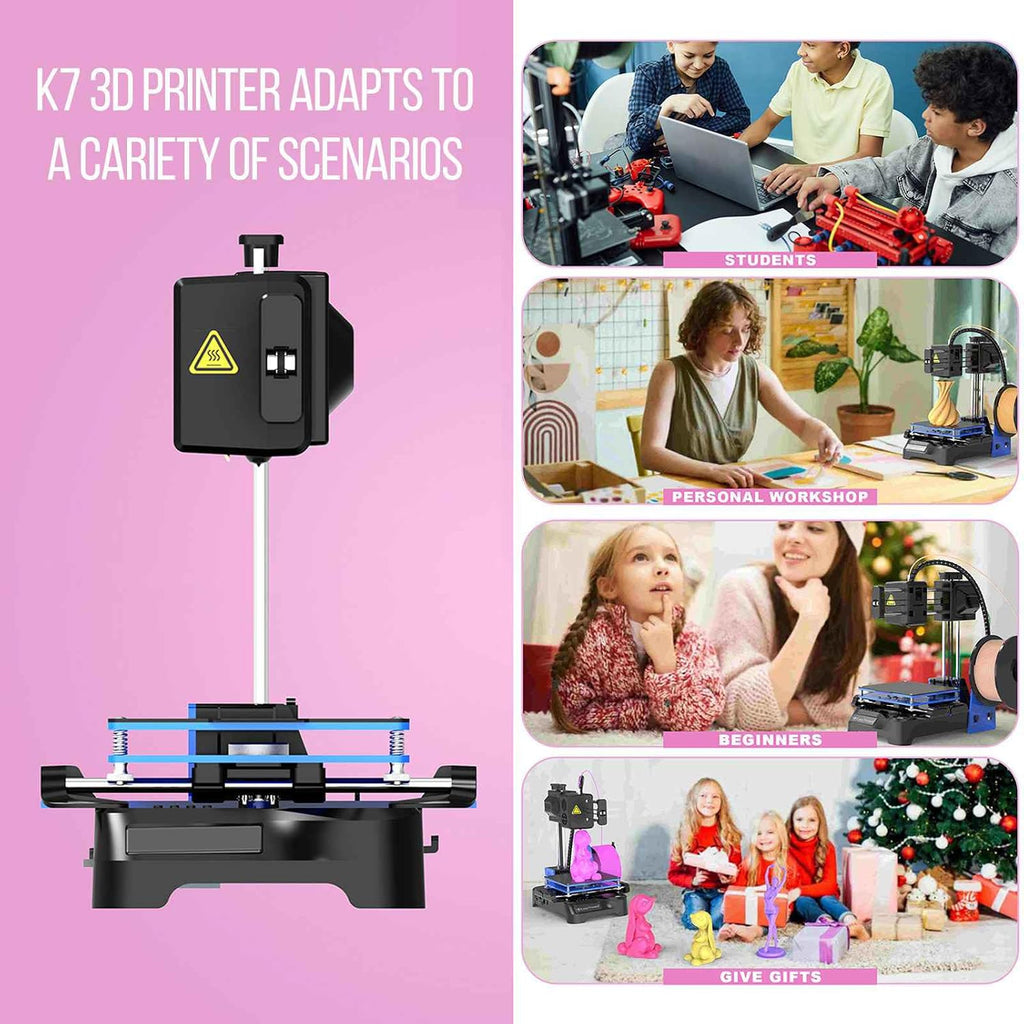 EasyThreed Printing Machine for Kids Mini Desktop 100x100x100mm Print Size No Heated Bed One-Key Printing with TF Card PLA Sample Filament for Beginners Household Education
