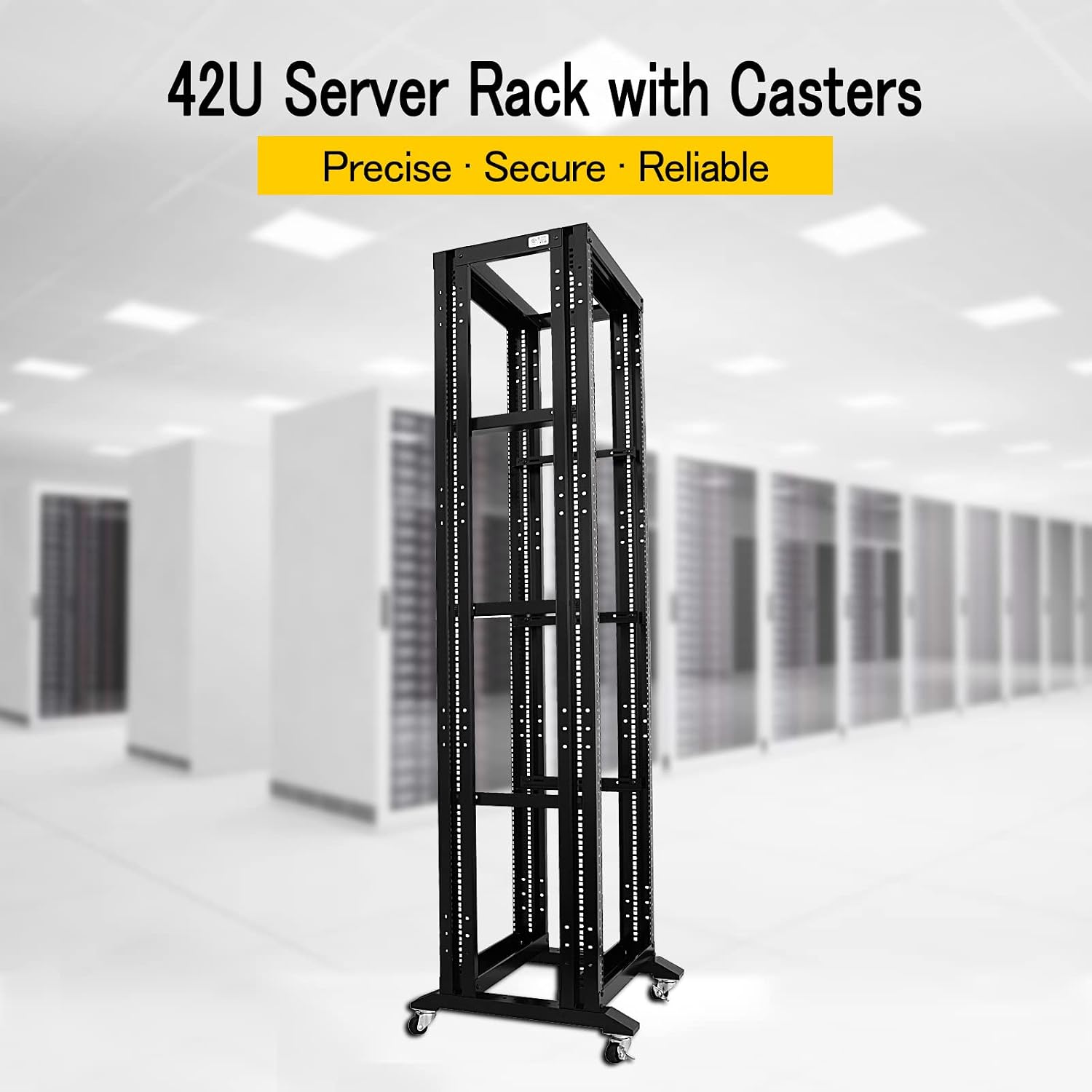 Server Rack Open Frame Rack 4 Post 19 inch Adjustable Server/Audio Rack Cold Rolled Steel(42U,17Depth)