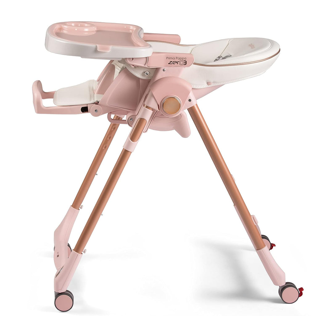 Peg Perego Prima Pappa Zero 3 - High Chair - for Children Newborn to 3 Years of Age - Made in Italy - Mon Amour (Rose Gold & White)