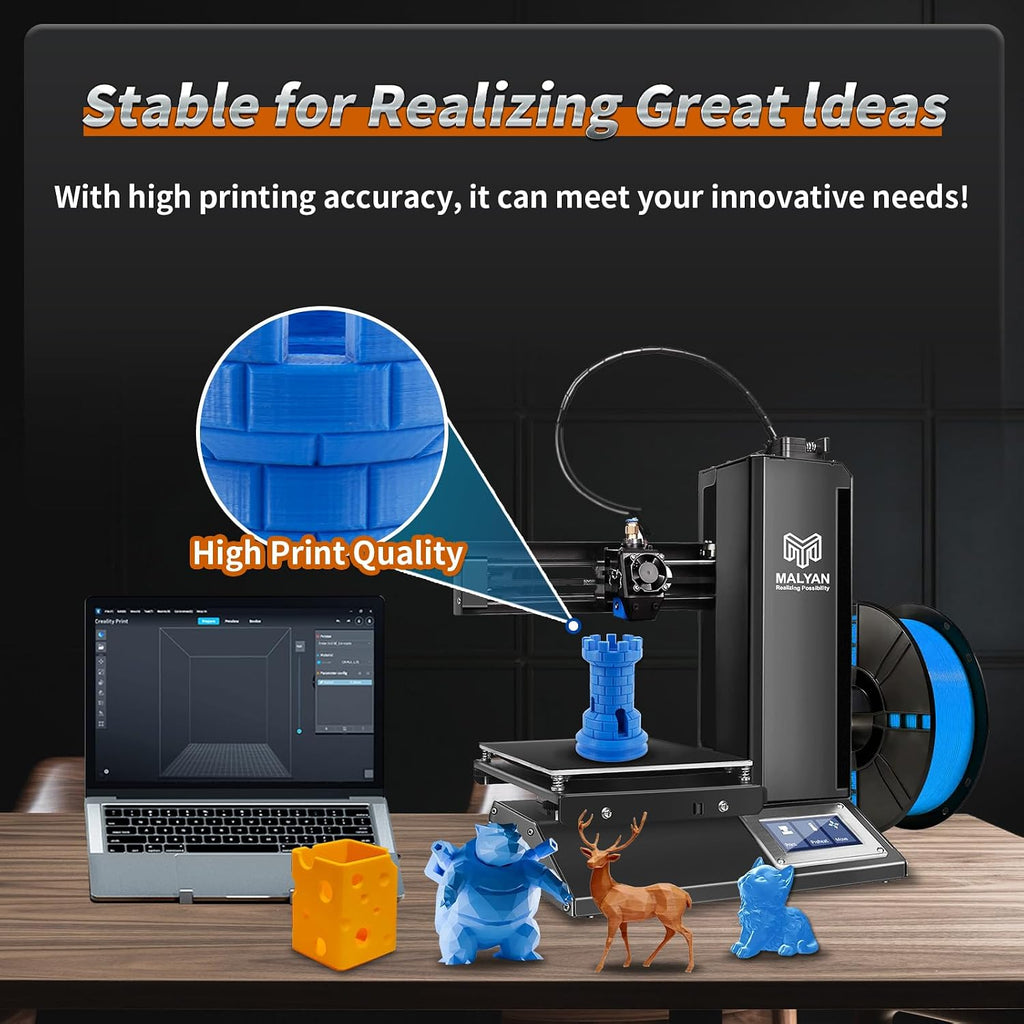 MALYAN M320 3D Printer Fully Assembled with Removable Build Plate, Assembled Flexible Magnetic Print Sheet and Micro SD Card Preloaded Sample PLA Filament Metal Frame Office 3D Printer 150x150x150mm