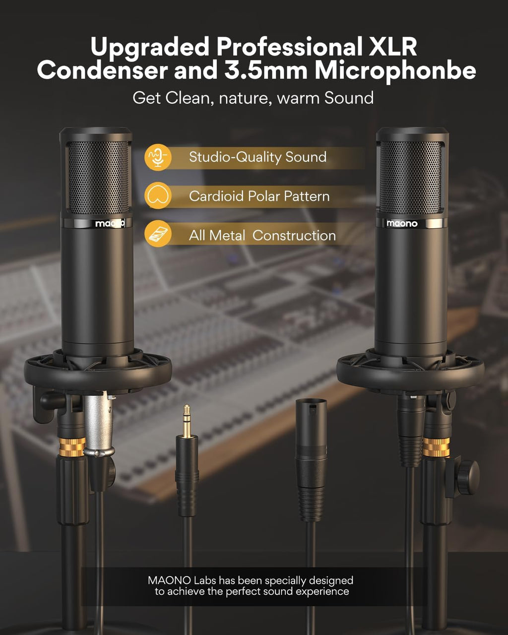 MAONO-MaonoCaster-Podcast Equipment Bundle for 2-includes All-in-one Audio Interface with Premium Mic Preamp, XLR Condenser Microphone, and 3.5MM Mic for Podcast Recording, Streaming, DJ (AME2 Duo)