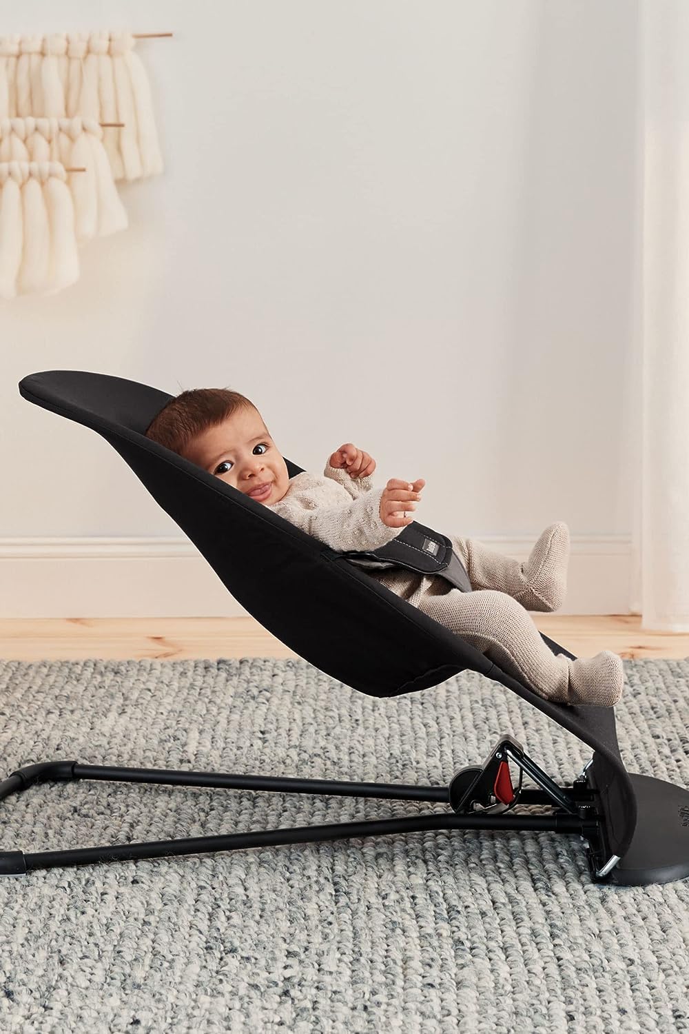 BabyBjörn Bouncer Balance Soft, Black/Dark Gray, Woven | 2-in-1 Adjustable Baby Bouncer Seat and Toddler Chair, Newborn to Toddler (8-29 lbs), 4 Positions, Lightweight & Portable