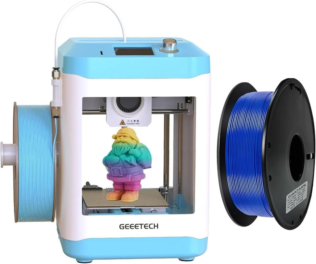 Geeetech 3D Printer Kit with 1pcs Classic Color 3D PLA Filament,0.5kg Blue PLA Filament,Mini 3D Printer for Kids and Beginners with Auto Leveling,Print Area 3.94×4.33×3.94 in