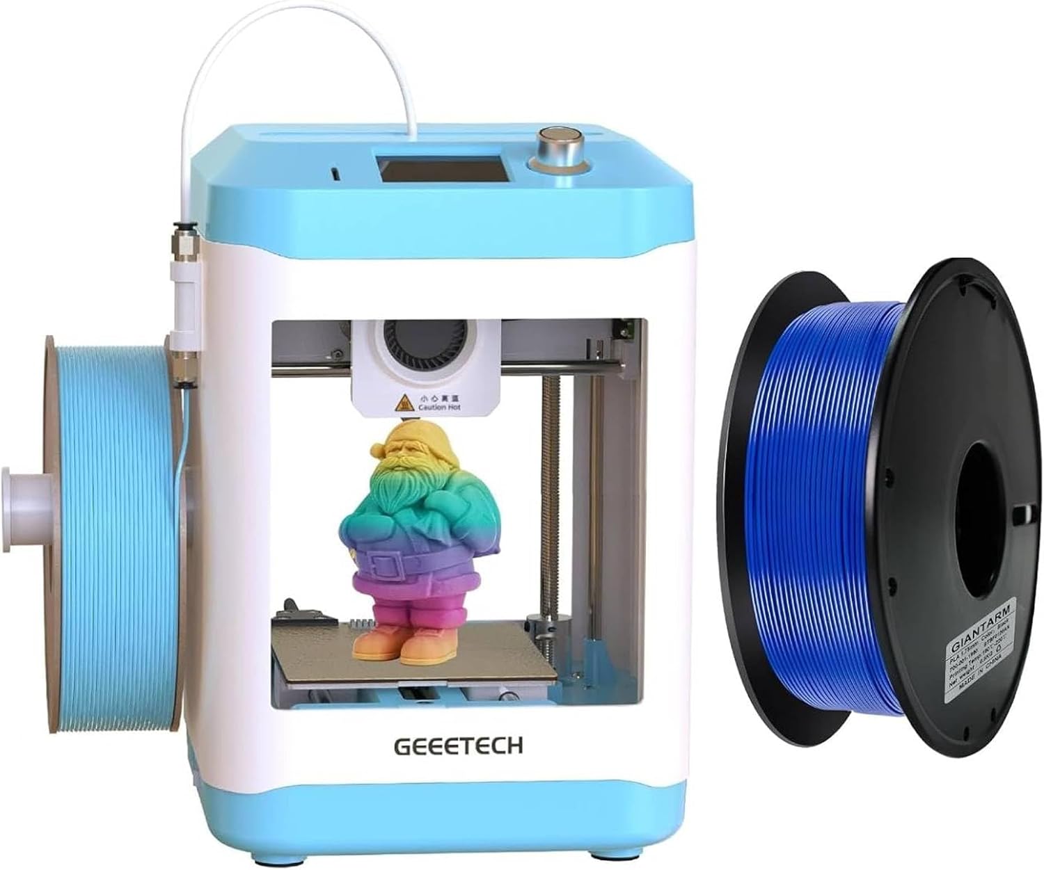 Geeetech 3D Printer Kit with 1pcs Classic Color 3D PLA Filament,0.5kg Blue PLA Filament,Mini 3D Printer for Kids and Beginners with Auto Leveling,Print Area 3.94×4.33×3.94 in