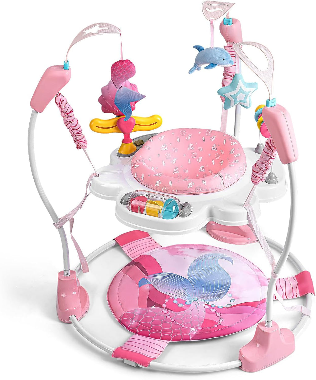 Baby Activity Center, Baby Jumper Activity Center with Music, Interactive Toys, 360° Rotating Seat, 3 Adjustable Heights, Infant Activity Jumper for 6+ Months (Mermaid)