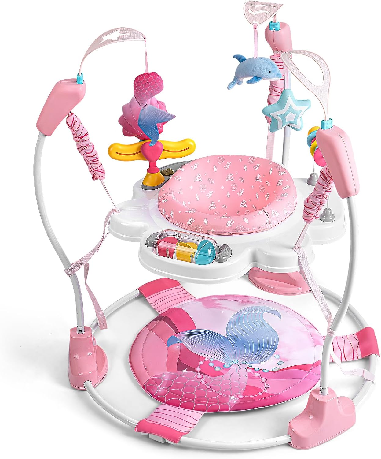 Baby Activity Center, Baby Jumper Activity Center with Music, Interactive Toys, 360° Rotating Seat, 3 Adjustable Heights, Infant Activity Jumper for 6+ Months (Mermaid)