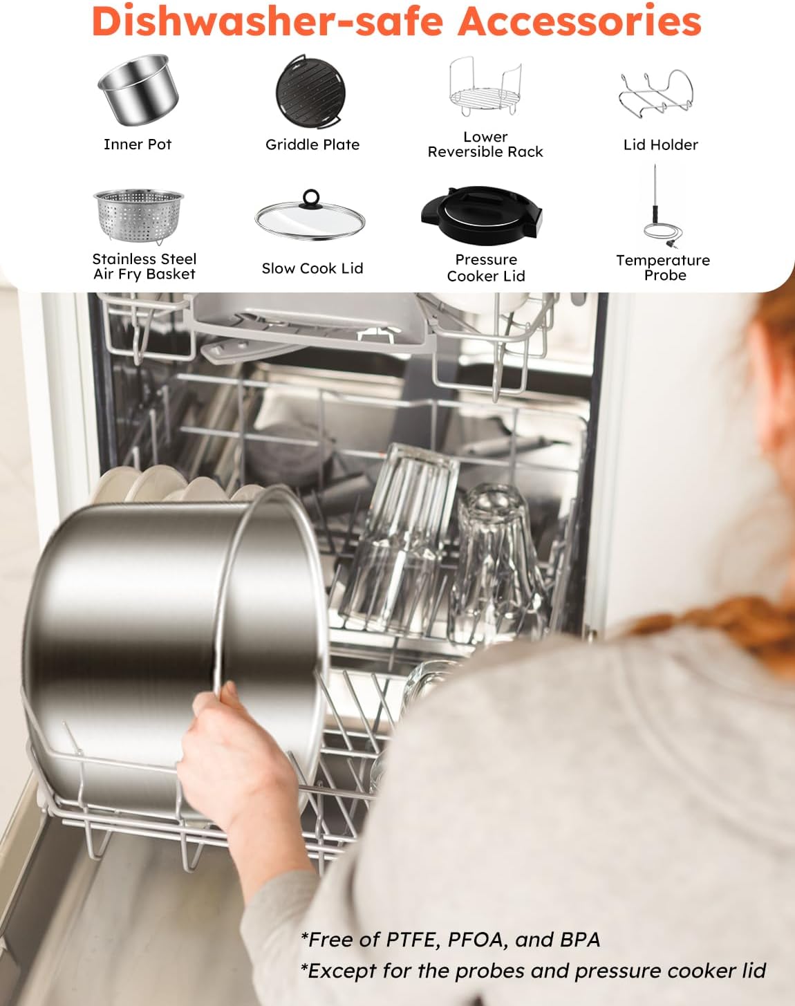 Nuwave Duet Electric Pressure Cooker & Air Fryer Combo, 450 IN 1 Slow Cooker & Grill with Integrated Digital Temp Probe, 6qt SS Pot, Adjustable High/Low Pressure, Built-in Sure-Lock Safety Tech