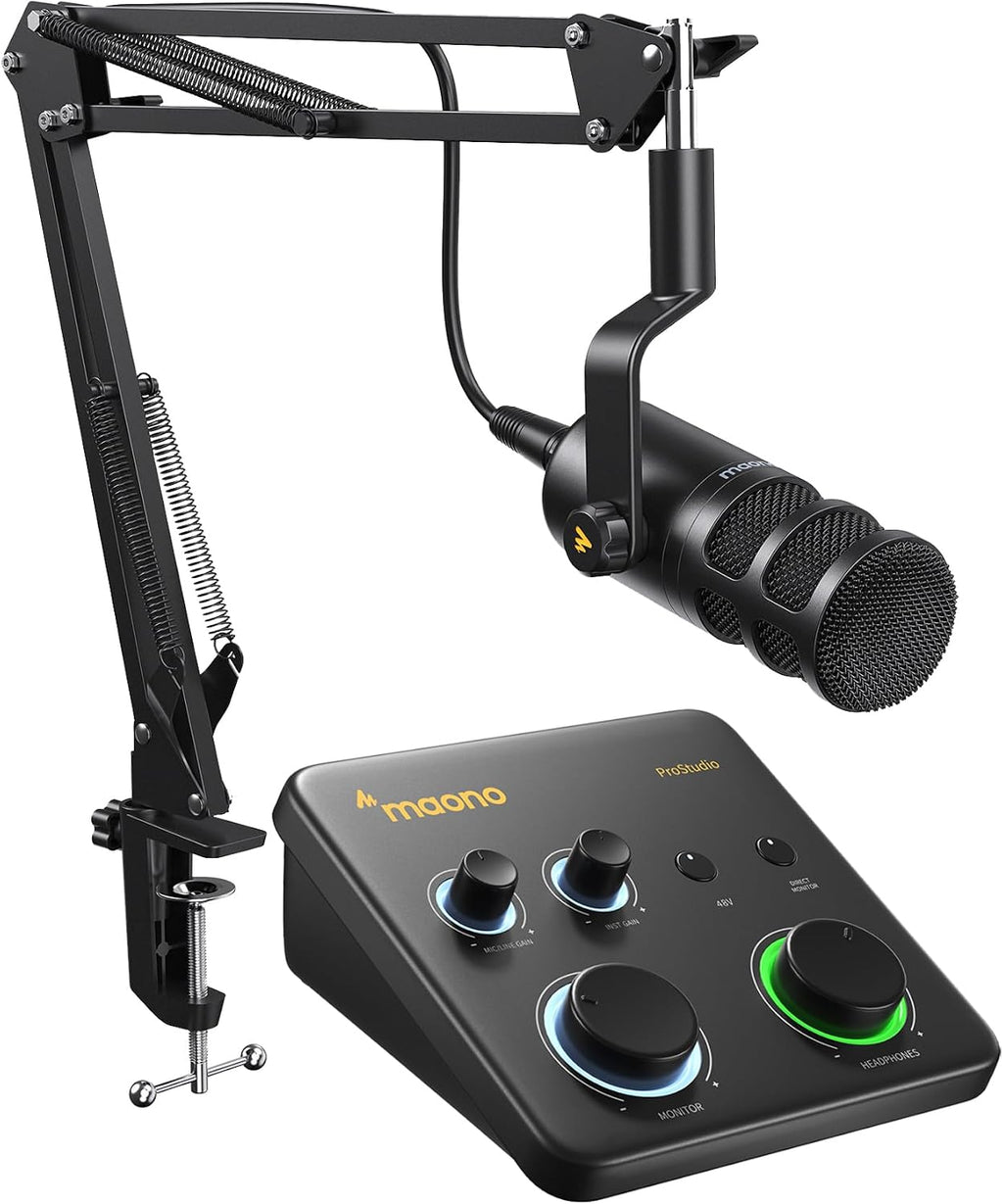 MAONO USB Audio Interface for PC: Interface with XLR Input 24-bit/192kHz Routing Software LOOPBACK ASIO Driver for Recording Music, Home-Studio, Guitar, Podcast, Streaming, DAW(PS22 Lite+PD100S)