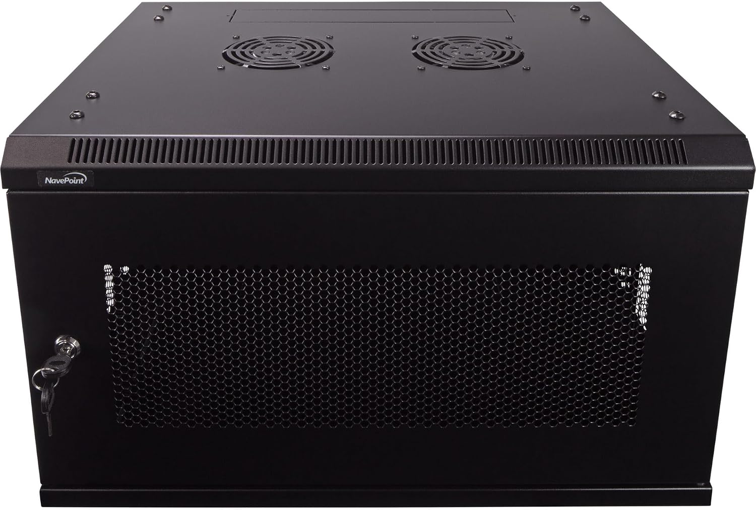 NavePoint 6U Server Rack - 17.7' Deep, Wall Mount Network Cabinet with Locking Perforated Door, 19' IT Equipment Compatible, 2 Fans, Removable Side Panels, Black