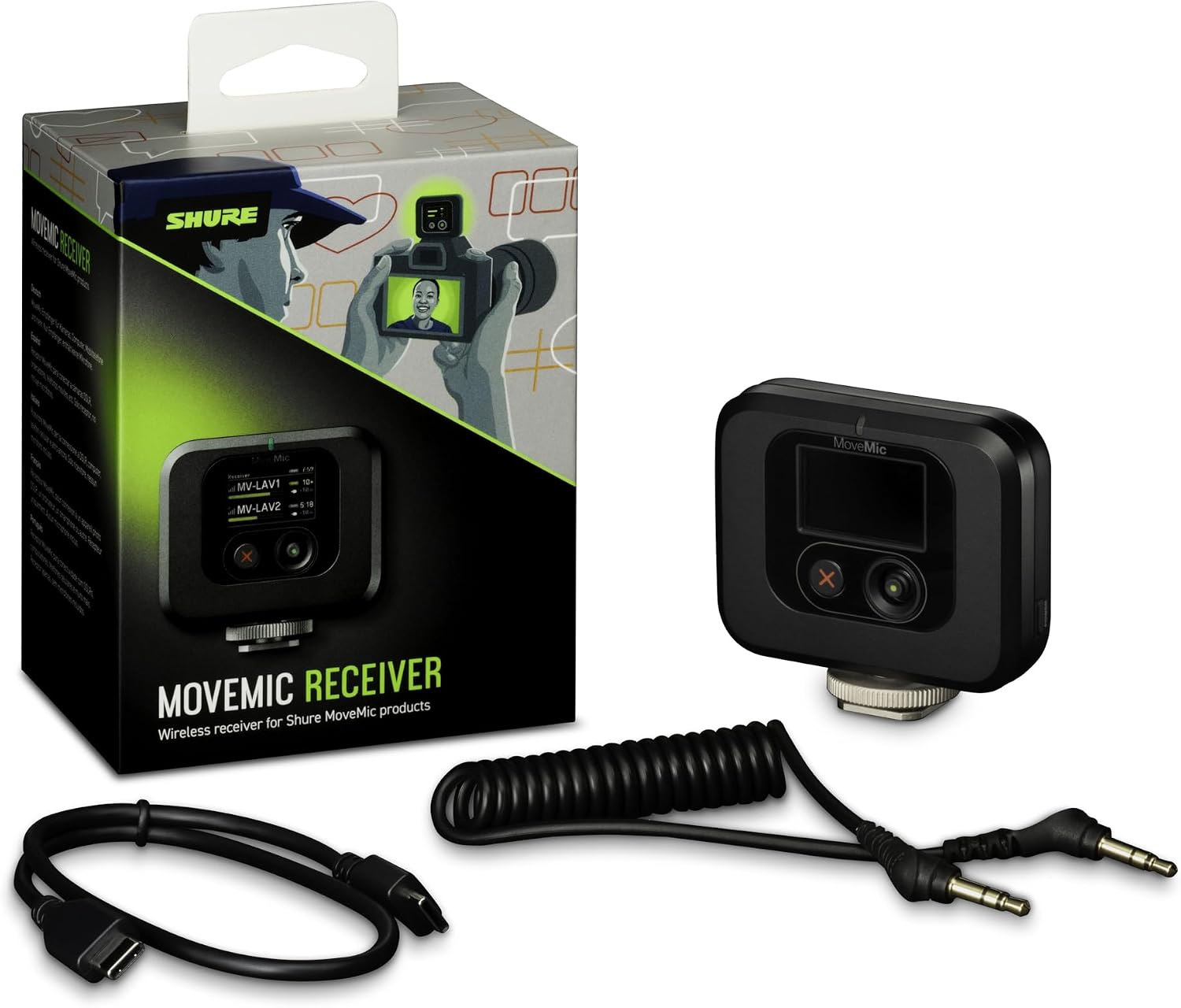 Shure MoveMic Receiver - Cold Shoe Mountable Camera Receiver for MoveMic Lavalier Microphones, Compatible with Most DSLR Cameras and Computers, for Mobile Content Creators (MV-R-Z7)