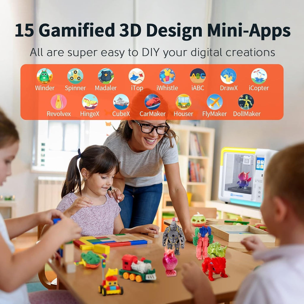 AOSEED X-Maker 3D Printer for Kids and Beginners, Fully Assembled High-Speed 3D Printer with Auto Leveling Bed, Wi-Fi Printing, High Precision Small 3D Print with App, PLA Filament Supported