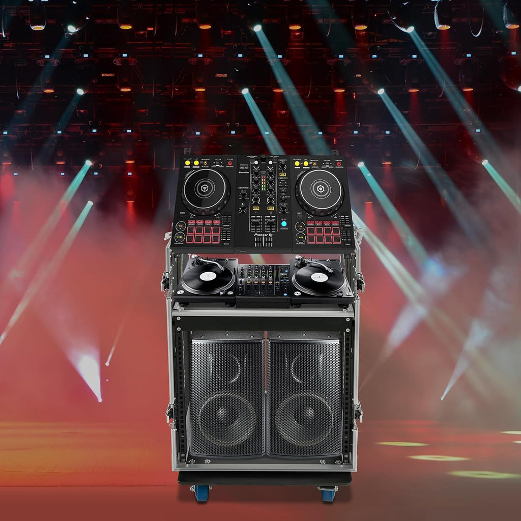 10U PA DJ Rack, Heavy Duty Mobile Audio Equipment Cabinet with 4 Locking Casters, 661 lbs Capacity Audio Rack Case for Studio, Live Sound (10U)