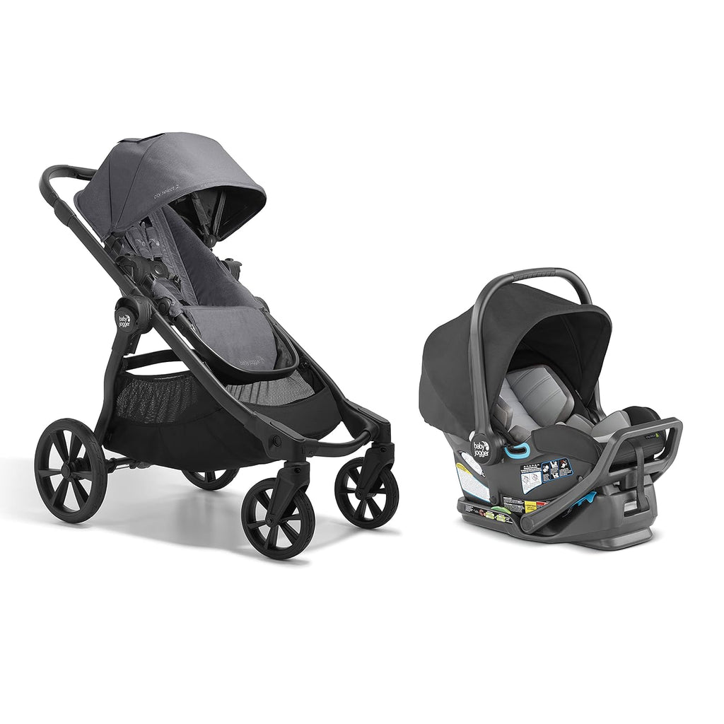 Baby Jogger® City Select 2 Single-to-Double Modular Travel System, Car Seat and Stroller Combo with City GO 2 Infant Car Seat, Lightweight Baby Stroller, Radiant Slate