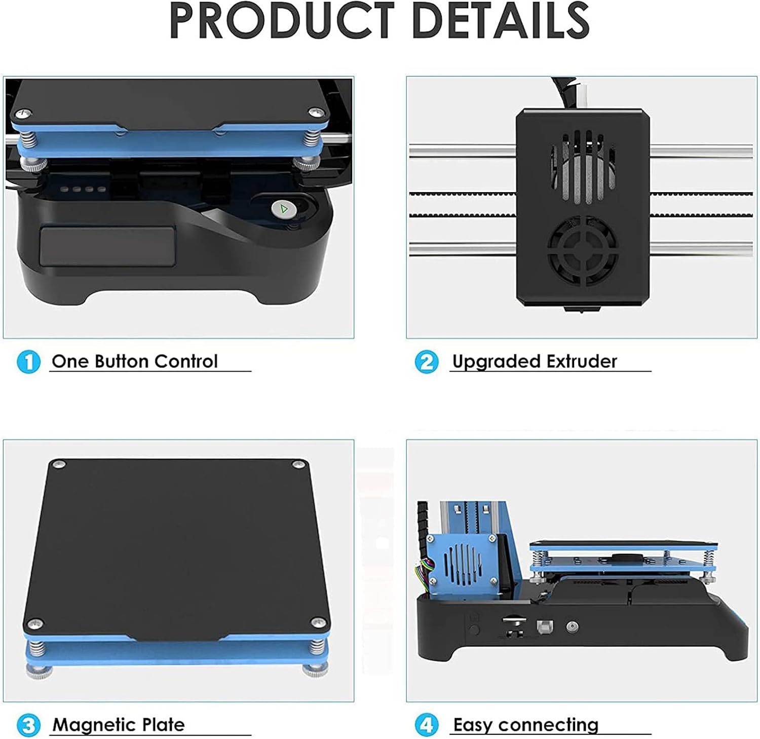 EasyThreed Printing Machine for Kids Mini Desktop 100x100x100mm Print Size No Heated Bed One-Key Printing with TF Card PLA Sample Filament for Beginners Household Education