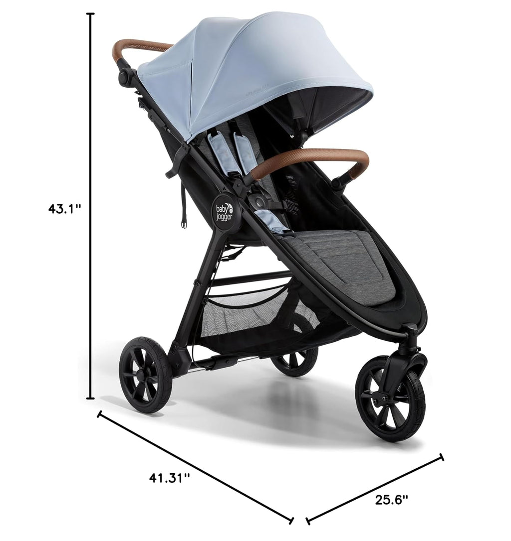 Baby Jogger® City Mini GT2 Single Stroller, Eco-Friendly Series, Baby Stroller with Four-Way Use with the Included Infant Car Seat Adapters, Leatherette Handle and Belly Bar, Slate Fog