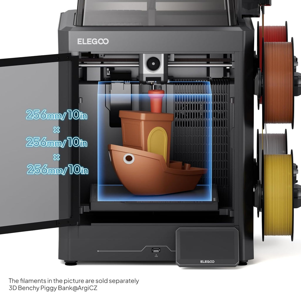 ELEGOO Centauri Carbon 2 Combo Multi Color 3D Printer, CoreXY 500mm/s High Speed Multicolor Printing with Canvas, 1-Click Full Auto Leveling and 350°C High-Temp Nozzle, 256x256x256mm Build Volume