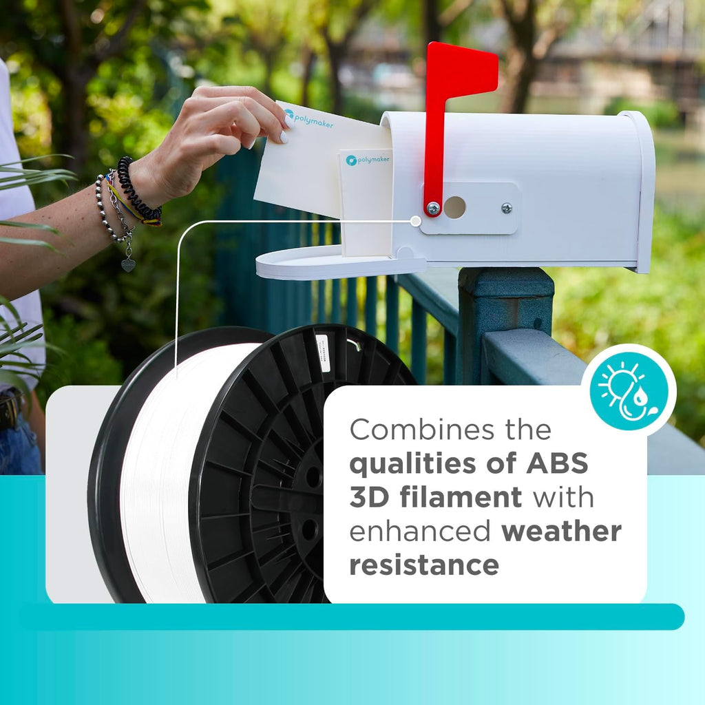 Polymaker ASA Filament 1.75mm White, 5kg ASA 3D Printing Filament, Heat & Weather Resistant - ASA 3D Printer Filament Perfect for Printing Outdoor Functional Parts