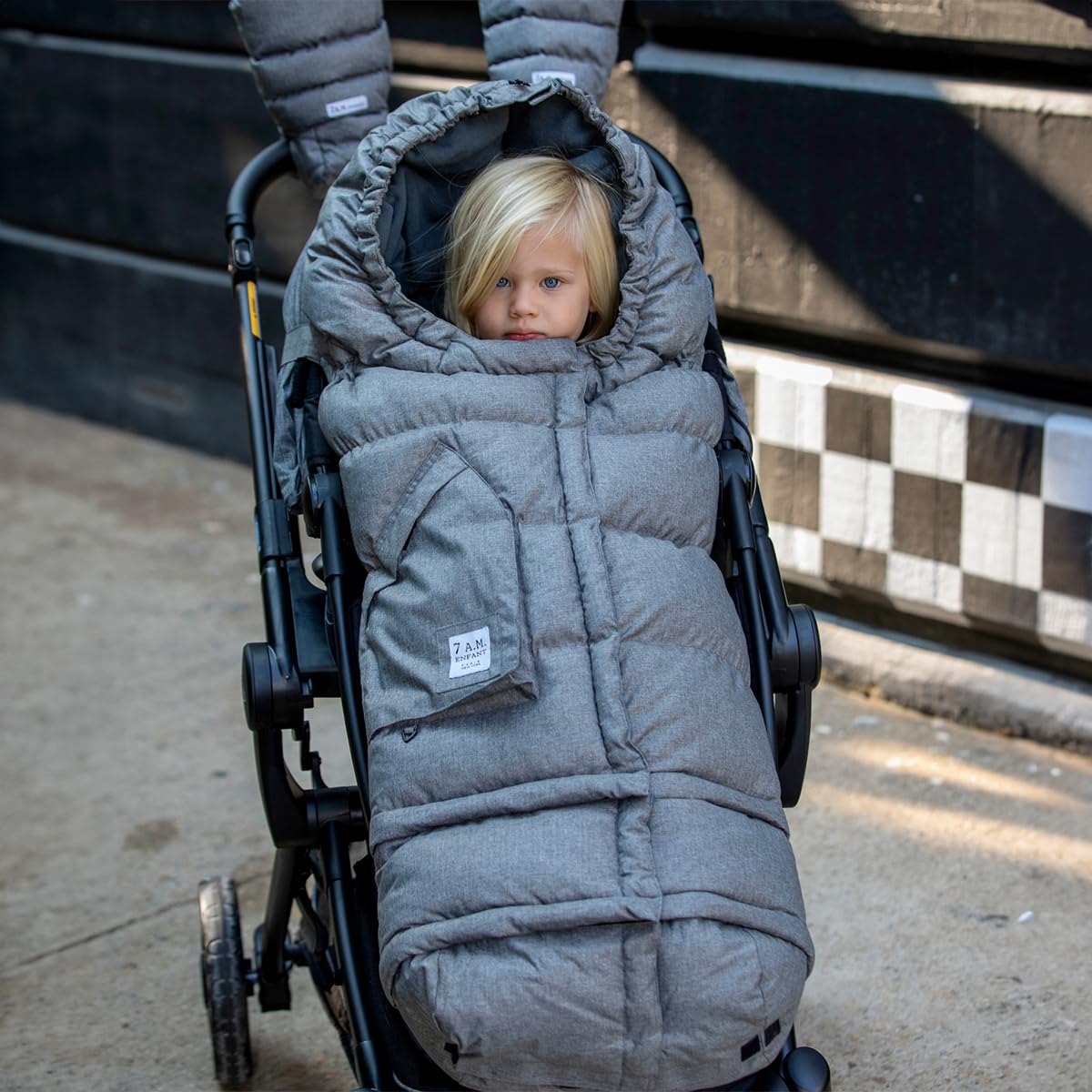 7AM Enfant Stroller Blanket 212 - Adjustable Baby Car Seat Zipped Blanket for Babies Winter, Unisex Multi Purpose Fleece Lined Warm Hooded Toddler Footmuff Water Repellent | (6M - 4T)