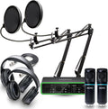 Movo PodKit2AH Podcast Equipment Bundle for 2 Condenser Microphone Kit with MDX-1 2x2 USB-C Audio Interface and Articulating Scissor Arm Mic Stand (with Headphones)