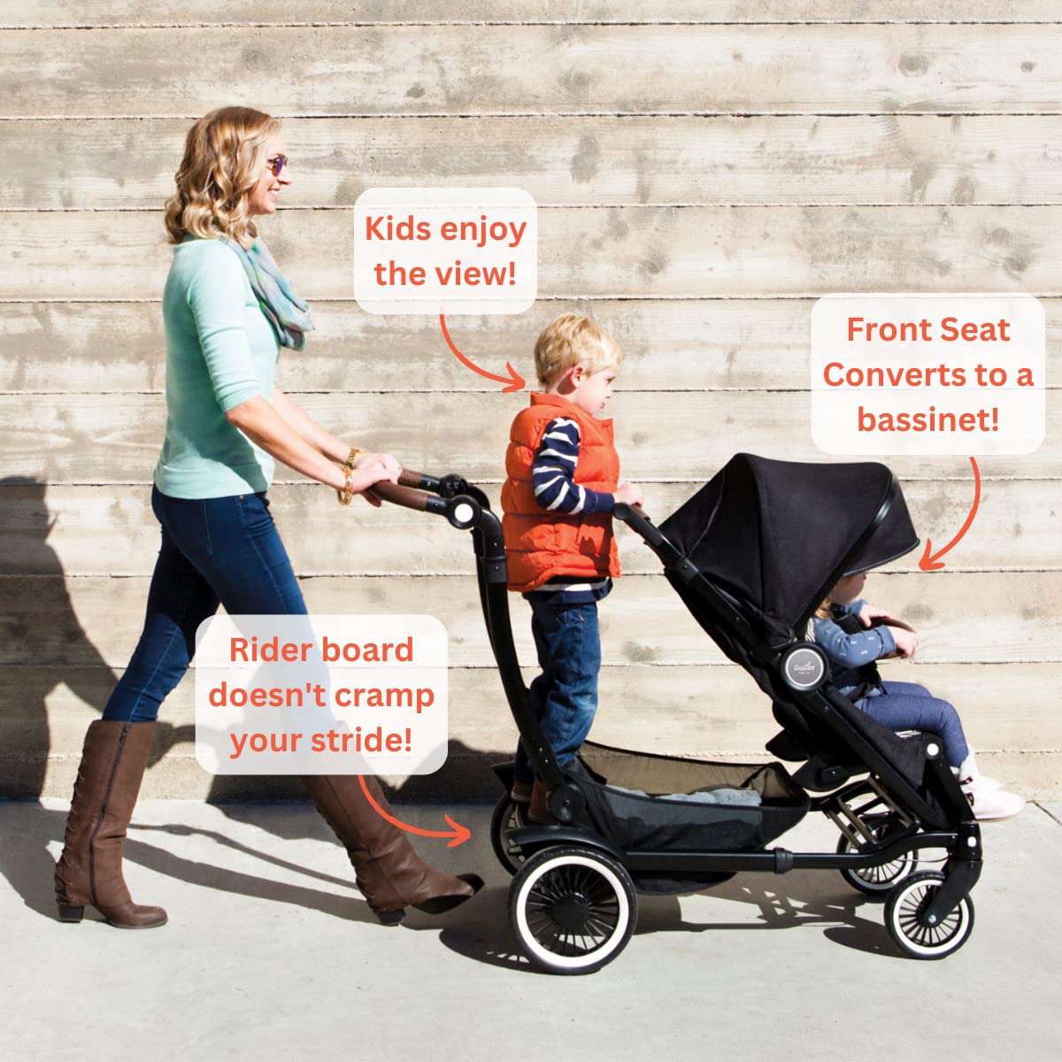 Austlen Entourage 2.0 Sit and Stand Stroller in Black (Also Available in Navy)