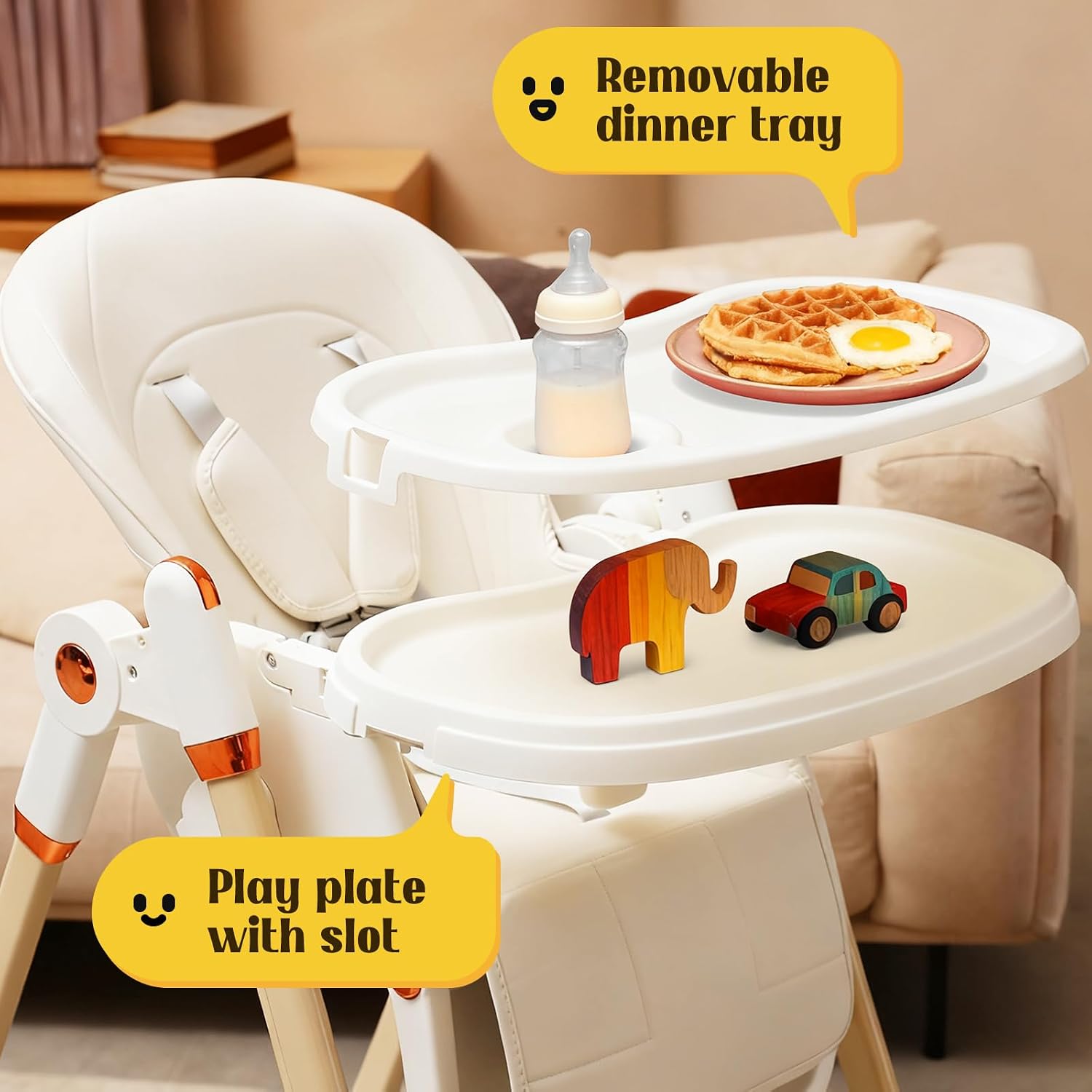 6-in-1 Convertible High Chair with Rocker | Baby High Chair for Newborn to Toddler (0-3 Years) | Adjustable, Foldable & Easy-Clean with Dishwasher Safe Tray & Tool-Free Assembly,White