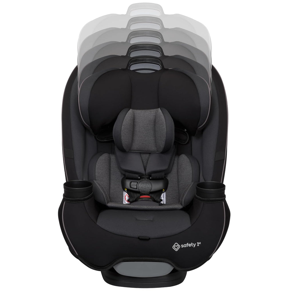 Safety 1st Grow and Go All-in-One Slim Convertible Car Seat, Rear Facing, 5-40 lbs, Forward Facing (30–65 lbs), High Back Booster Seat 40-100 pounds, Black Phantom