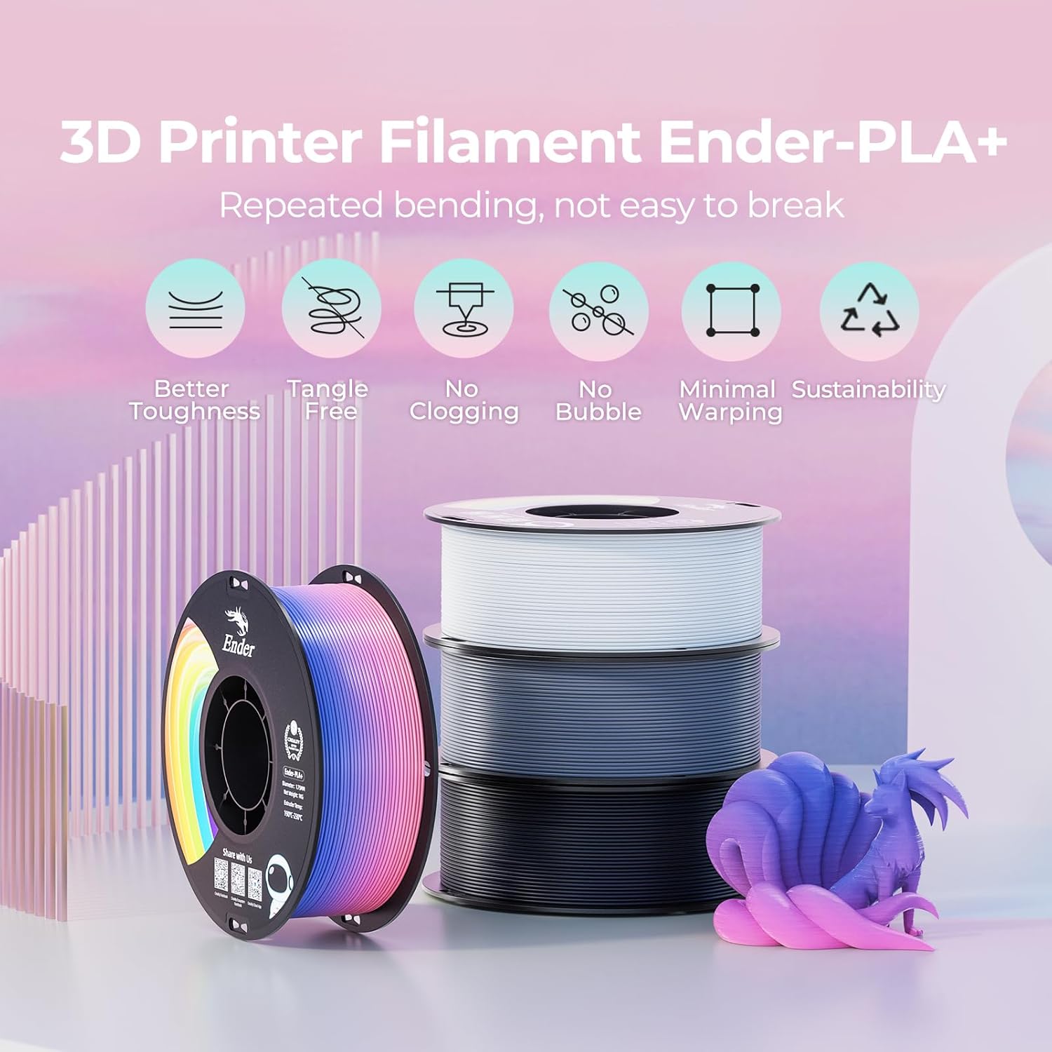 Creality K2 SE 3D Printer Bundle with Rainbow Upgrade Ender PLA+ Filament